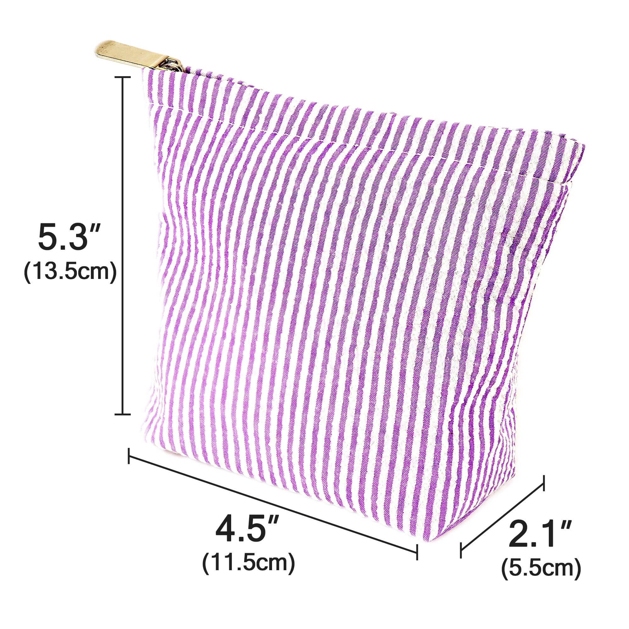 ReignSword 2 Pack Travel Cosmetic Bag, Fashion Stripes Makeup Bag Organizer, Portable Toiletry Bag Zipper Pouch for Women (Green & Purple) - 1