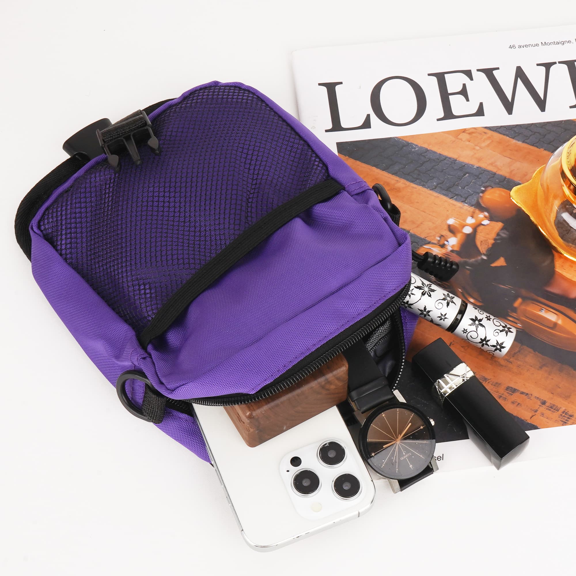 ReignSword Mini Crossbody Bags for Men Women, Small Messenger Bag Shoulder Pouch, Adjustable Crossbody Sling Bag Purse for Travel Sports (Purple) - 1