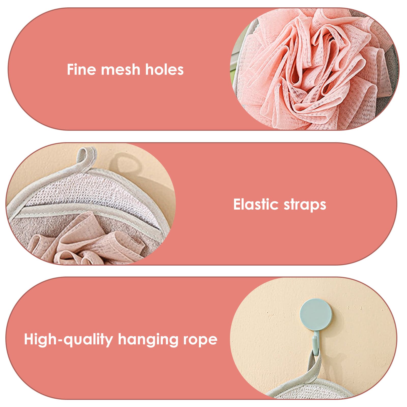 ReignSword 3 Pack Bath Shower Pouf Sponge, Mesh Brush Bath Shower Glove with Flower Bath Ball, Exfoliating Body Sponge Pad for Women - 1