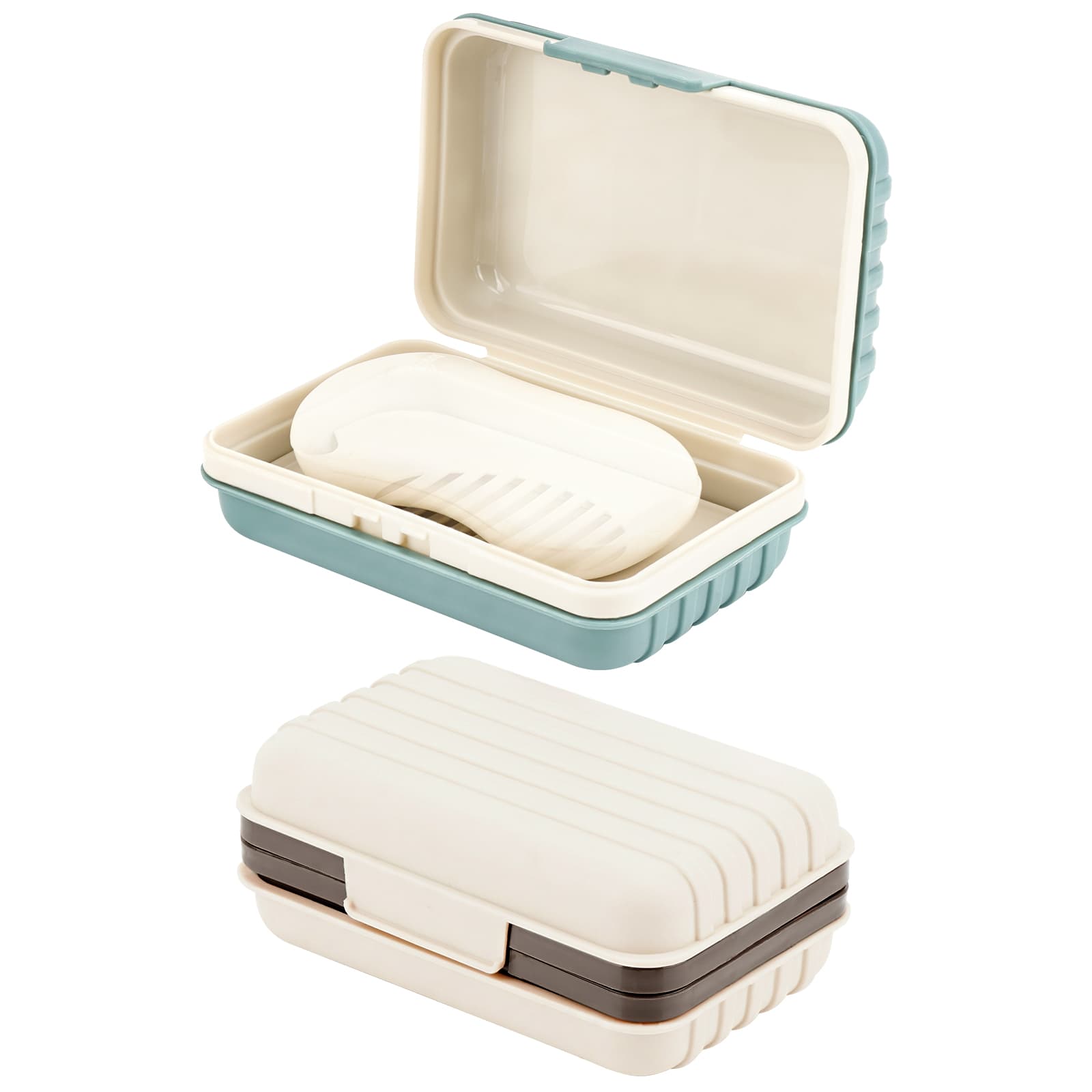 ReignSword Travel Soap Dish with Lid, Self Draining Bar Soap Case, Portable Soap Container for Camping, Outdoor, Bathroom, Hiking (Blue & White) - 1