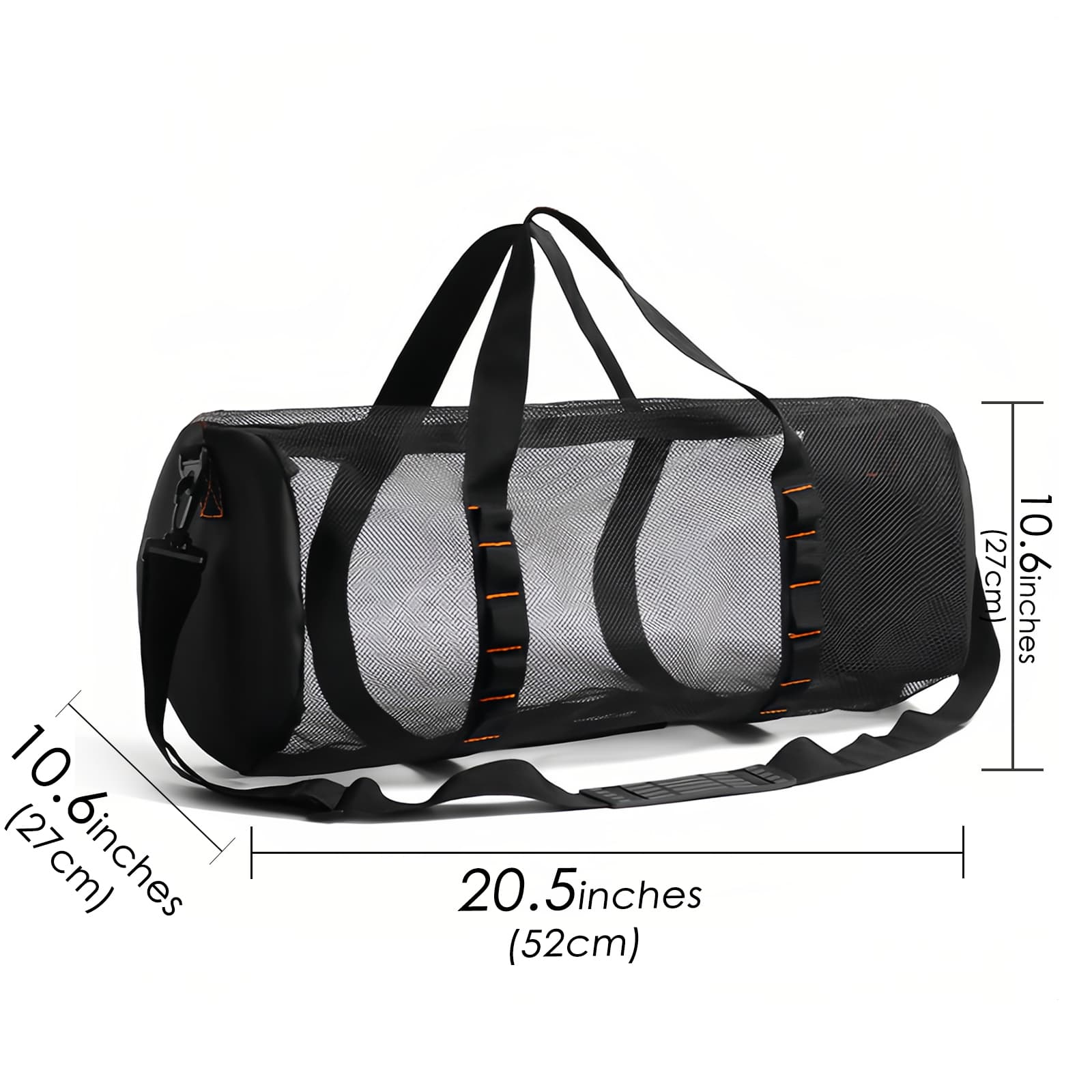 ReignSword Mesh Duffle Bag for Scuba Dive or Snorkel, 22.8 x 10.6 x 10.6 Inches Portable Snorkeling Equipment Carry Bag with Adjustable Shoulder Strap (Black) - 1
