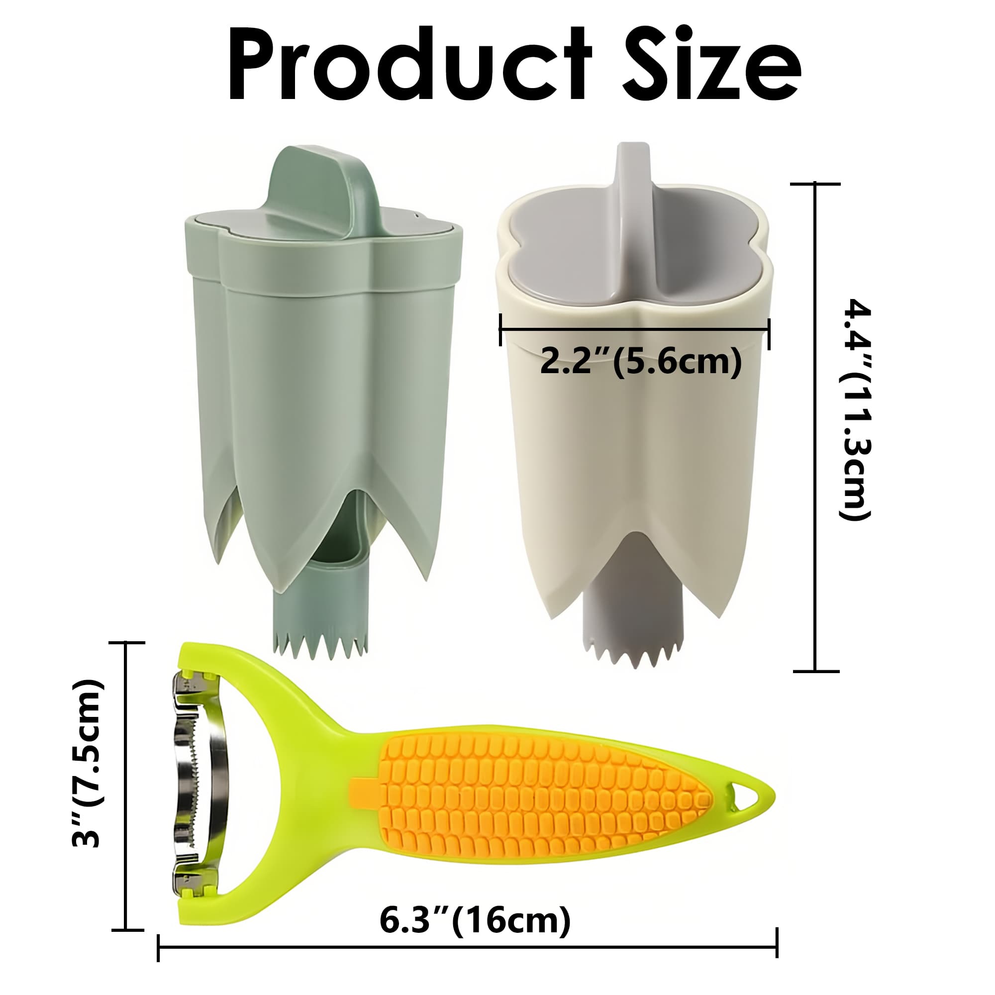 ReignSword 2 Pack Pepper Corer and Corn Peeler Set, Quick Deseeding & Cob Stripping Gadget, Bell Pepper Corer Seed Remover and Corn Thresher Kitchen Tool (Green, Beige) - 1