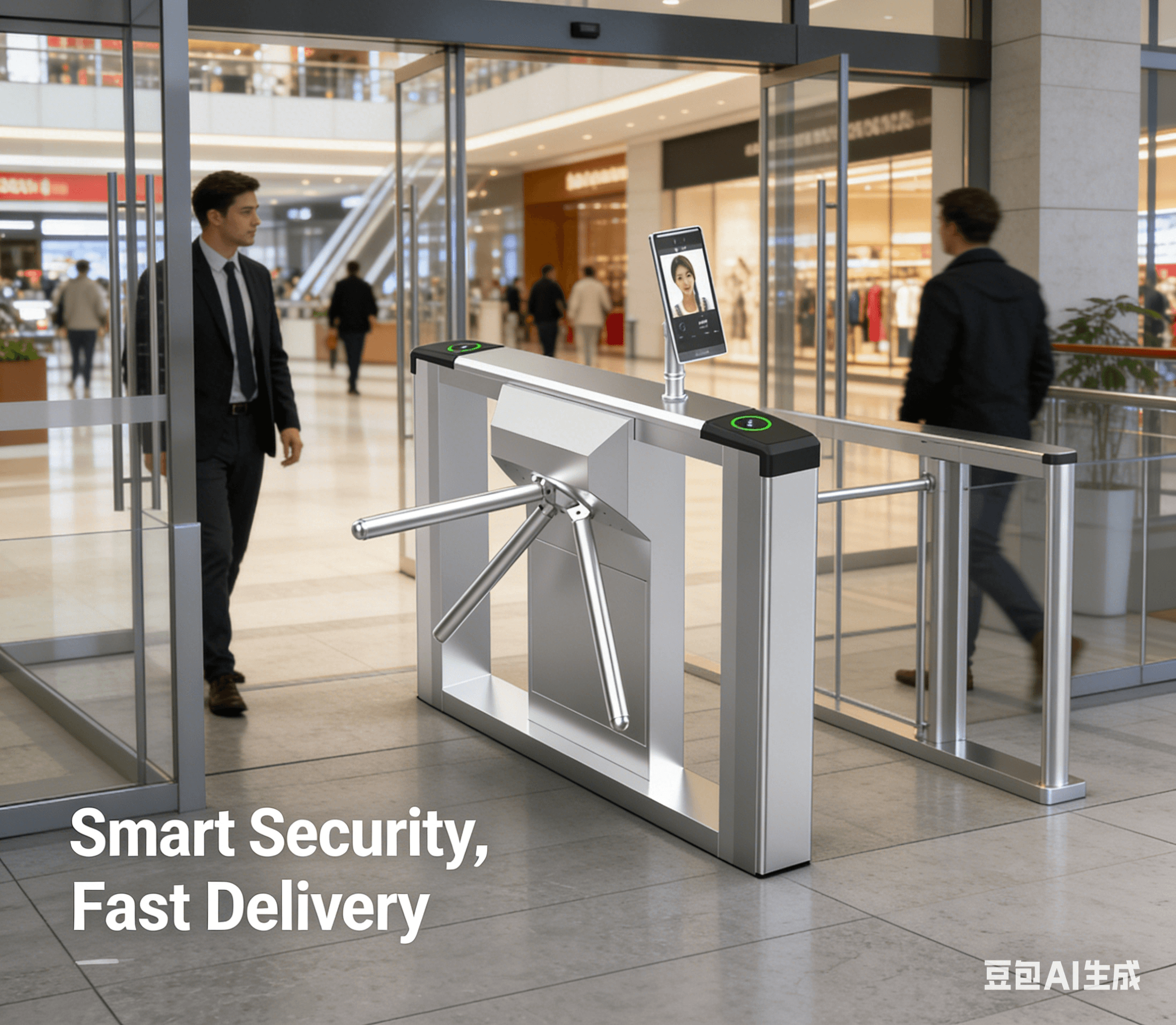 Outdoor Stainless Steel IP54 Protection Anti-Tailgating Tripod Turnstile Gate Multi-Access Control (Face Recognition/RFID) - 1