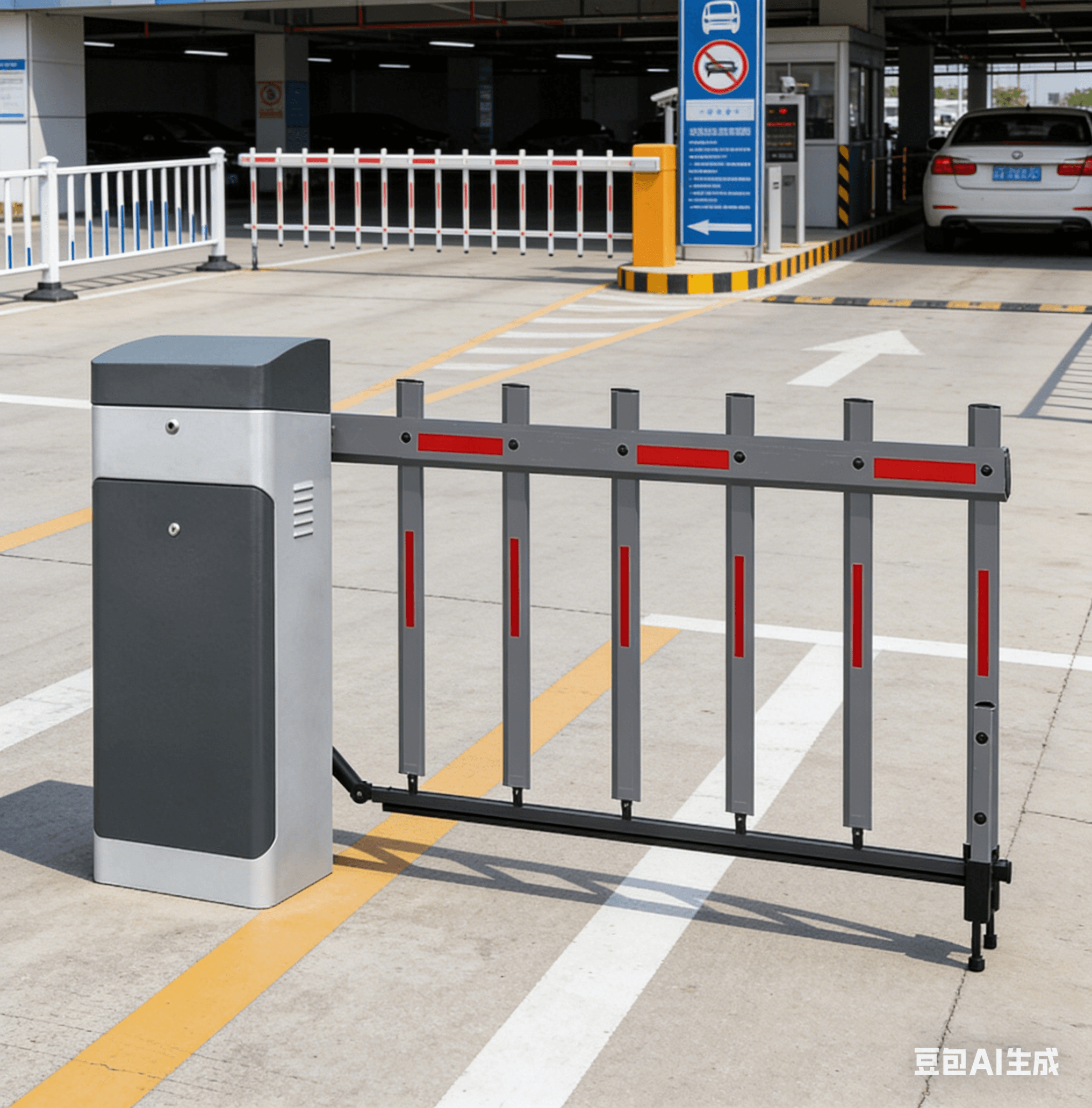 Boom Barrier with AC Motor Metal Construction IP54 Protection Remote Control Car Recognition 2-Way Operation & Parking Control - 1