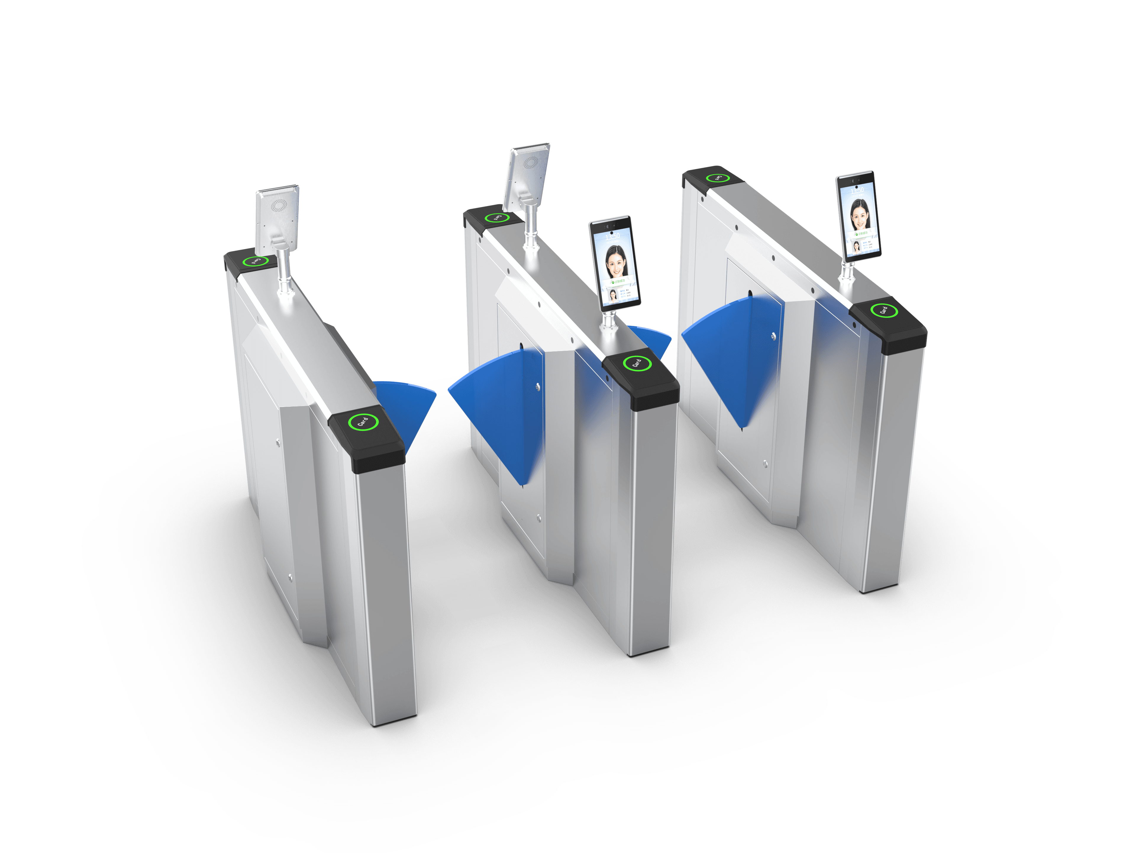 Brushless Motor Flap Barrier Gate Anti-Pinch Function Biometric Time Recording 2-Way IP54 Stainless Steel Turnstile - 1