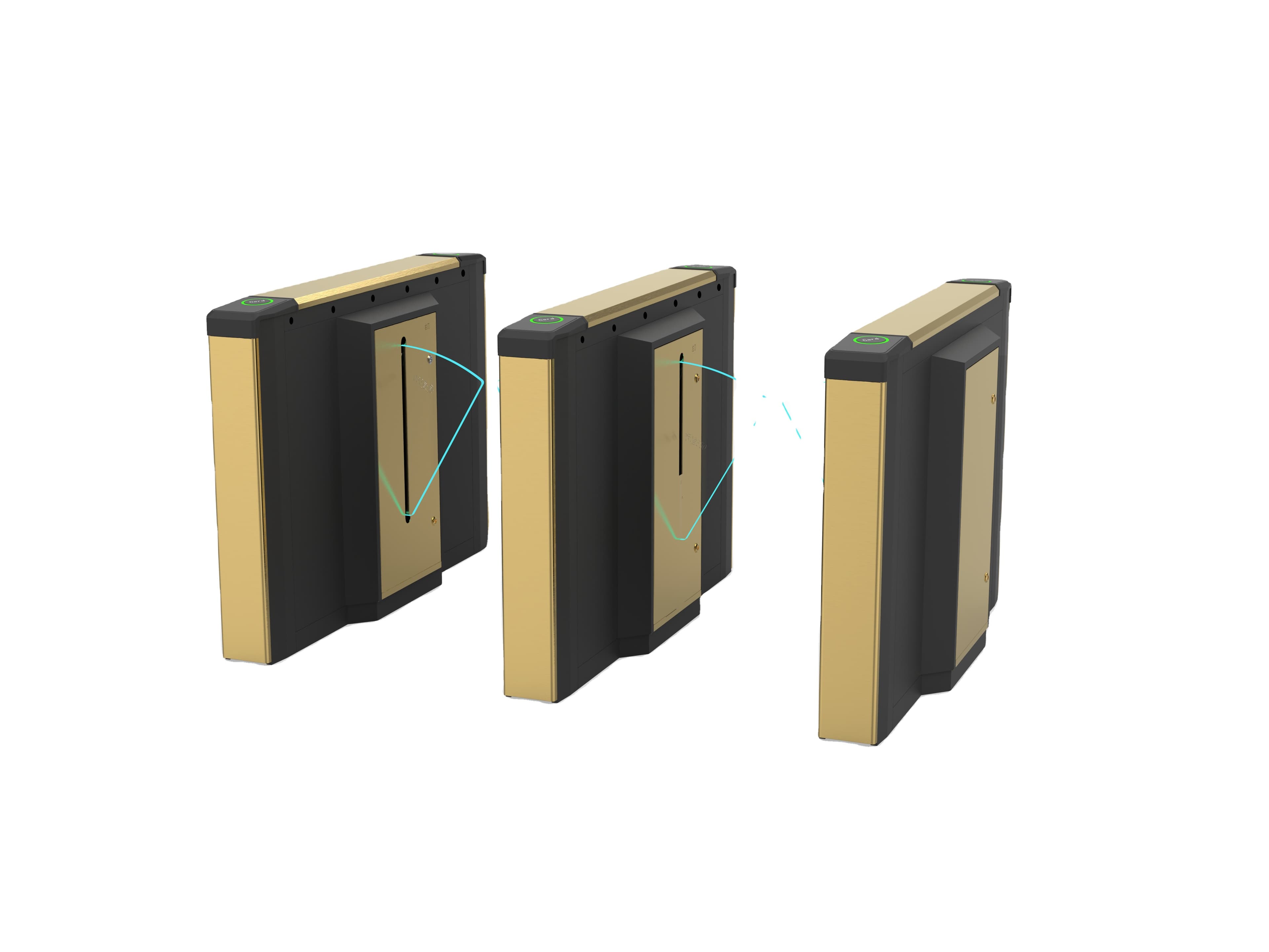 Golden Color Stainless Steel Flap Barrier Turnstile with Anti-Tailgating Function for Commercial Buildings - 1
