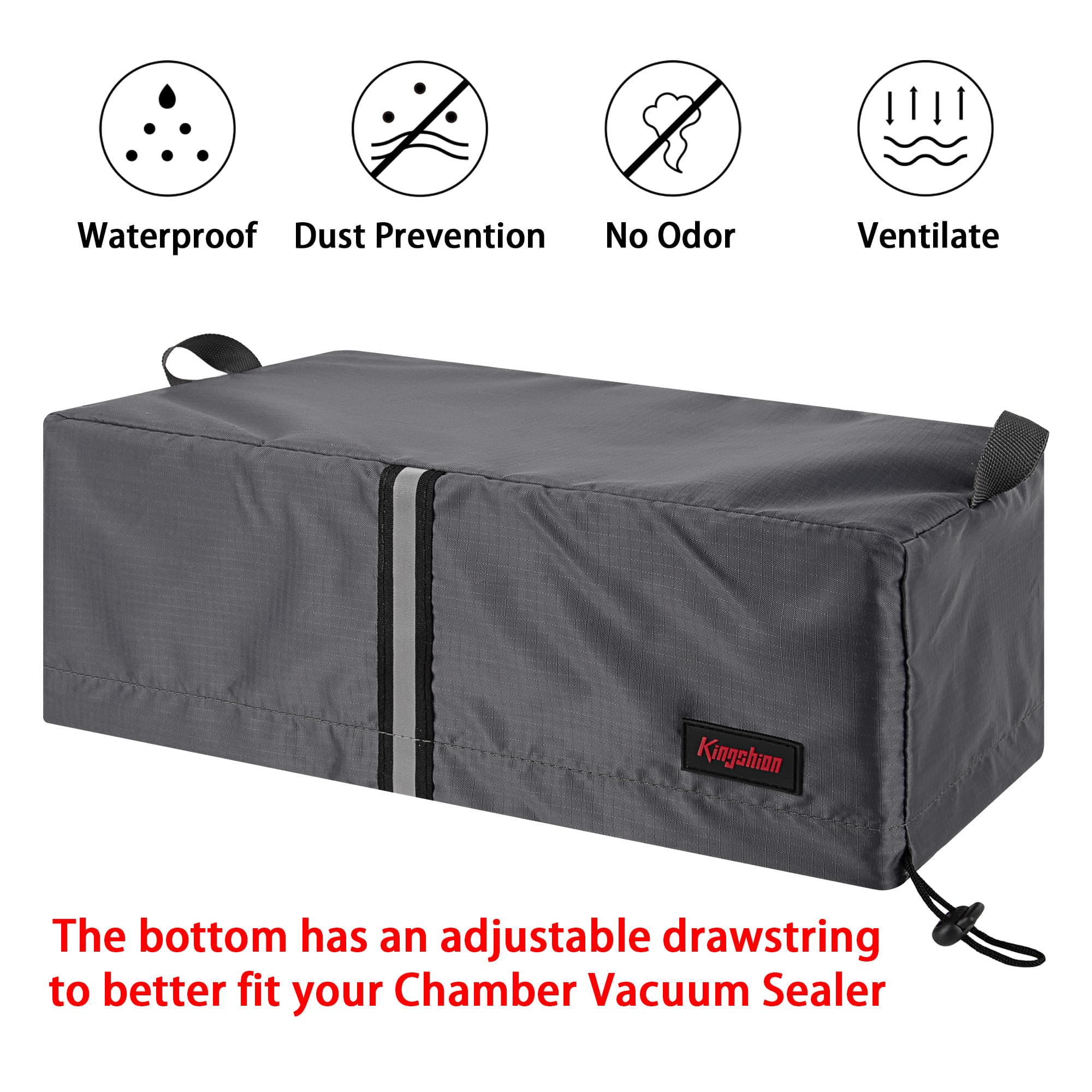 Kingshion Chamber Vacuum Sealer Dust Cover Compatible with Nesco Deluxe Food VS-12, Splash-Proof Fabric Easy to Clean & Storage, 16 x 8 x 5.5 in- Dark Grey - 1