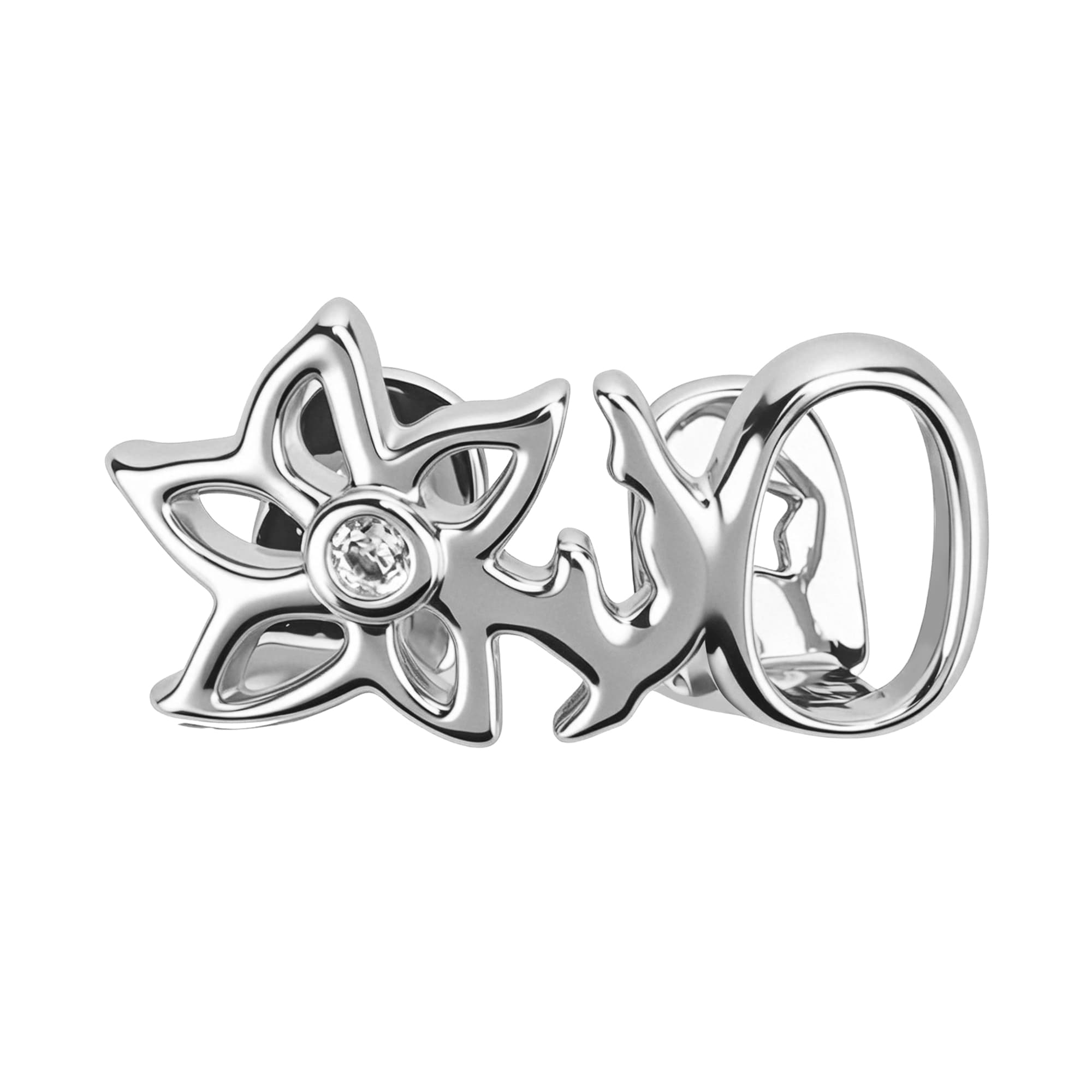 ReignSword Silver Teeth Grillz, Flower Star Design Hollow CZ Grill Caps, Adjustable Custom Fit with Molding Bars, Hip Hop Fashion Jewelry for Men Women - 1