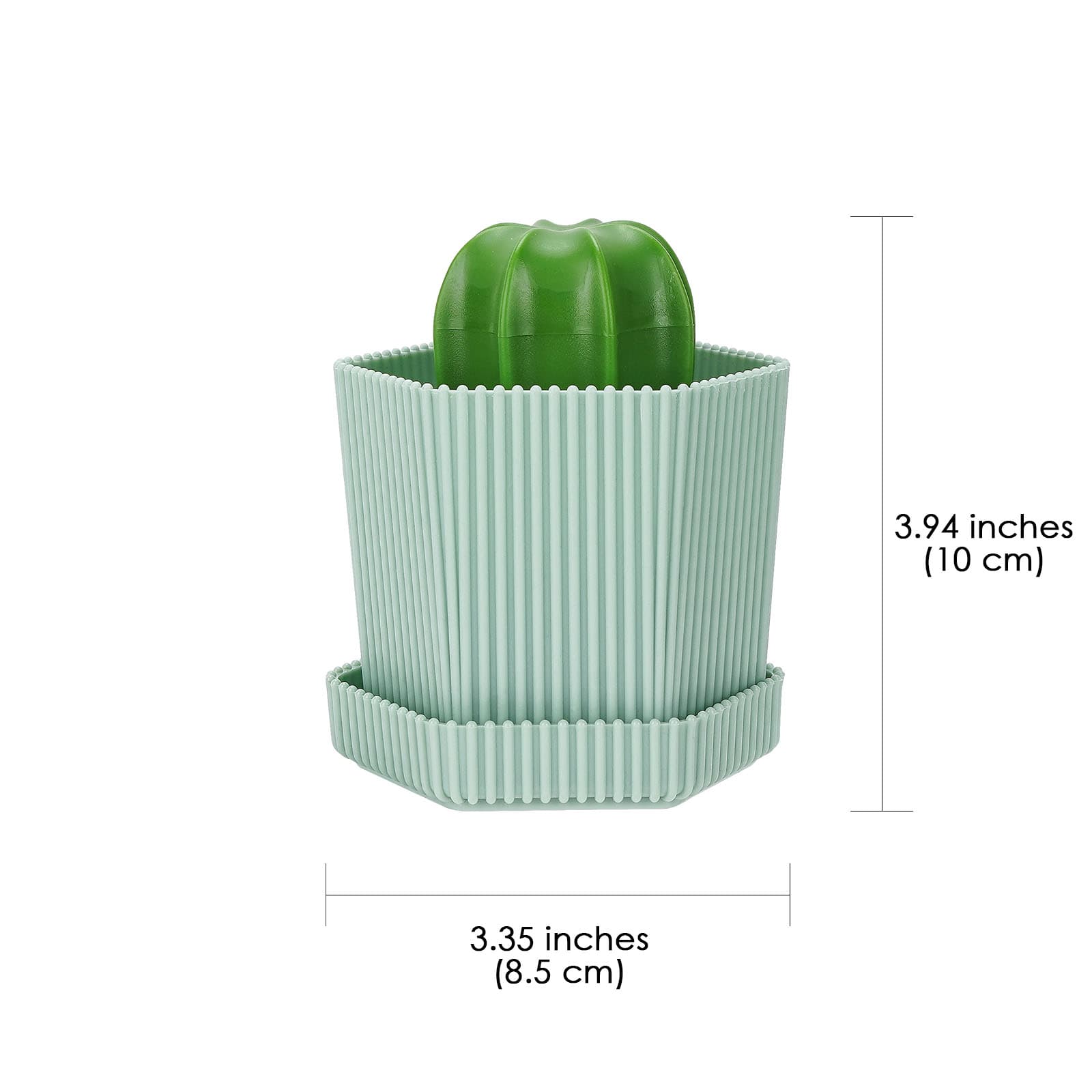 JANKOW Cactus Dish Mini Brush, Cactus Cleaning Brush, Cactus Cleaning Ball, with Drip Tray with 3 Replacement Brushes, for Cleaning Dishes, Pans, Pots, Sink, Countertop (1 Set Green) - 1