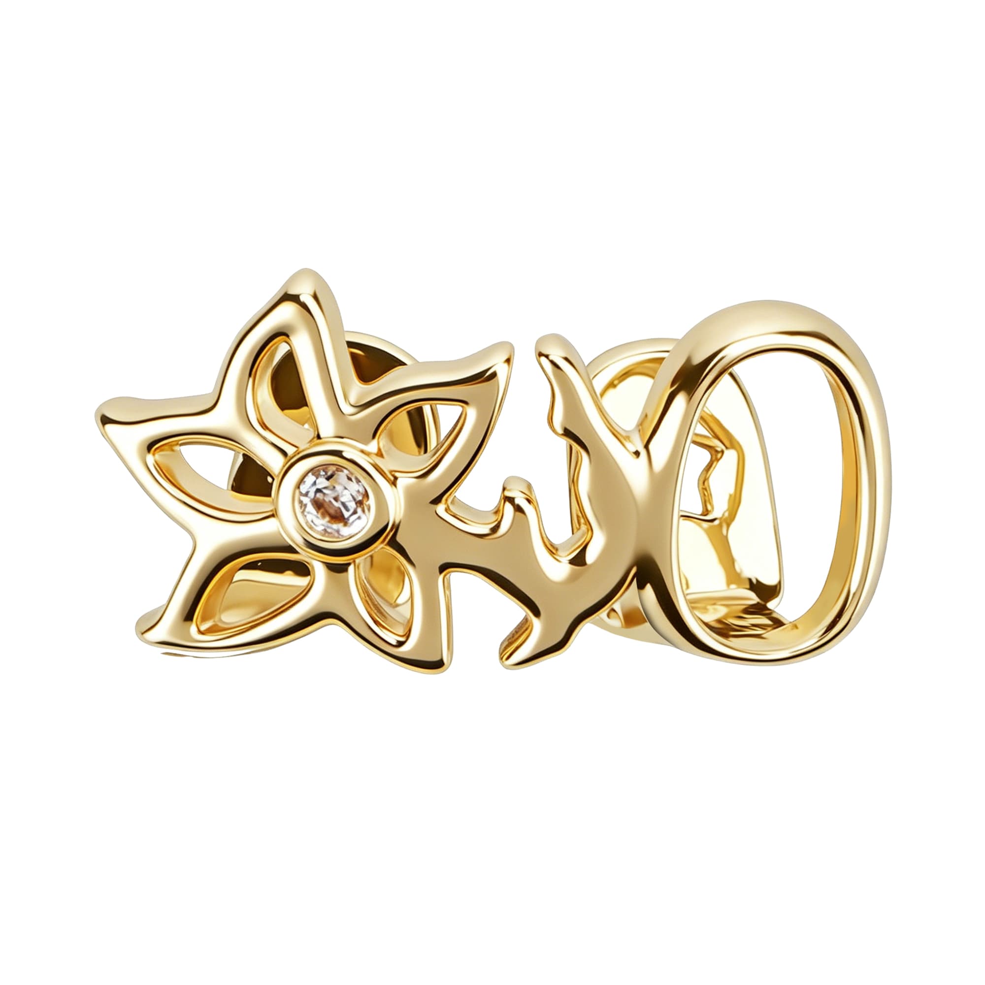ReignSword Gold Teeth Grillz, Flower Star Design Hollow CZ Grill Caps, Adjustable Custom Fit with Molding Bars, Hip Hop Fashion Jewelry for Men Women - 1