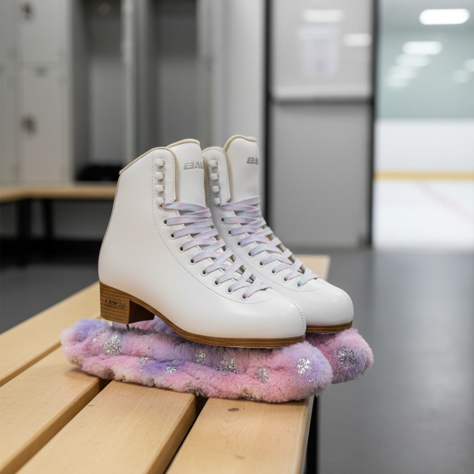 RidingRush Ice Skate Soakers 1 Pair Plush Blade Covers for Figure & Hockey Skates, Soft Absorbent Lining, Fits Most Blades up to 12 Inch, Youth & Adult, Pink Purple/Teal - 1