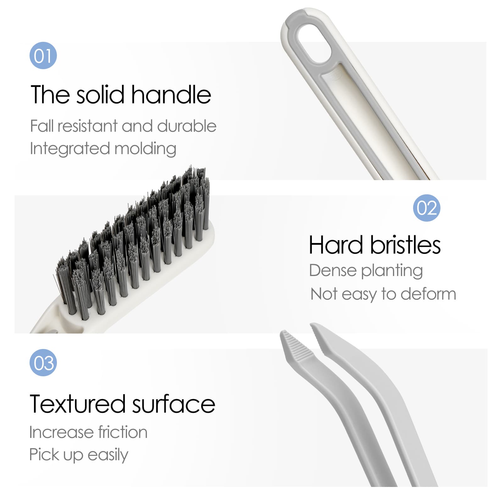 JANKOW 2-Pack 2-in-1 Cleaning Brush, Groove Cleaning Set for Window Tracks, Floors, Shower Doors, Kitchens, Sinks, Baseboards, Corners (White) - 1