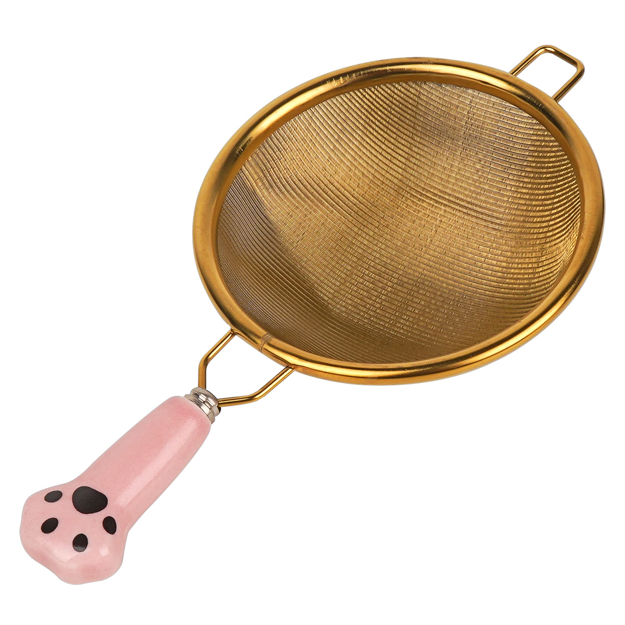 JANKOW 304 Stainless Steel Cat Paw Tea Strainer, Pink Handle Fine Mesh Loose Leaf Tea Infuser, 1-Pack - 1