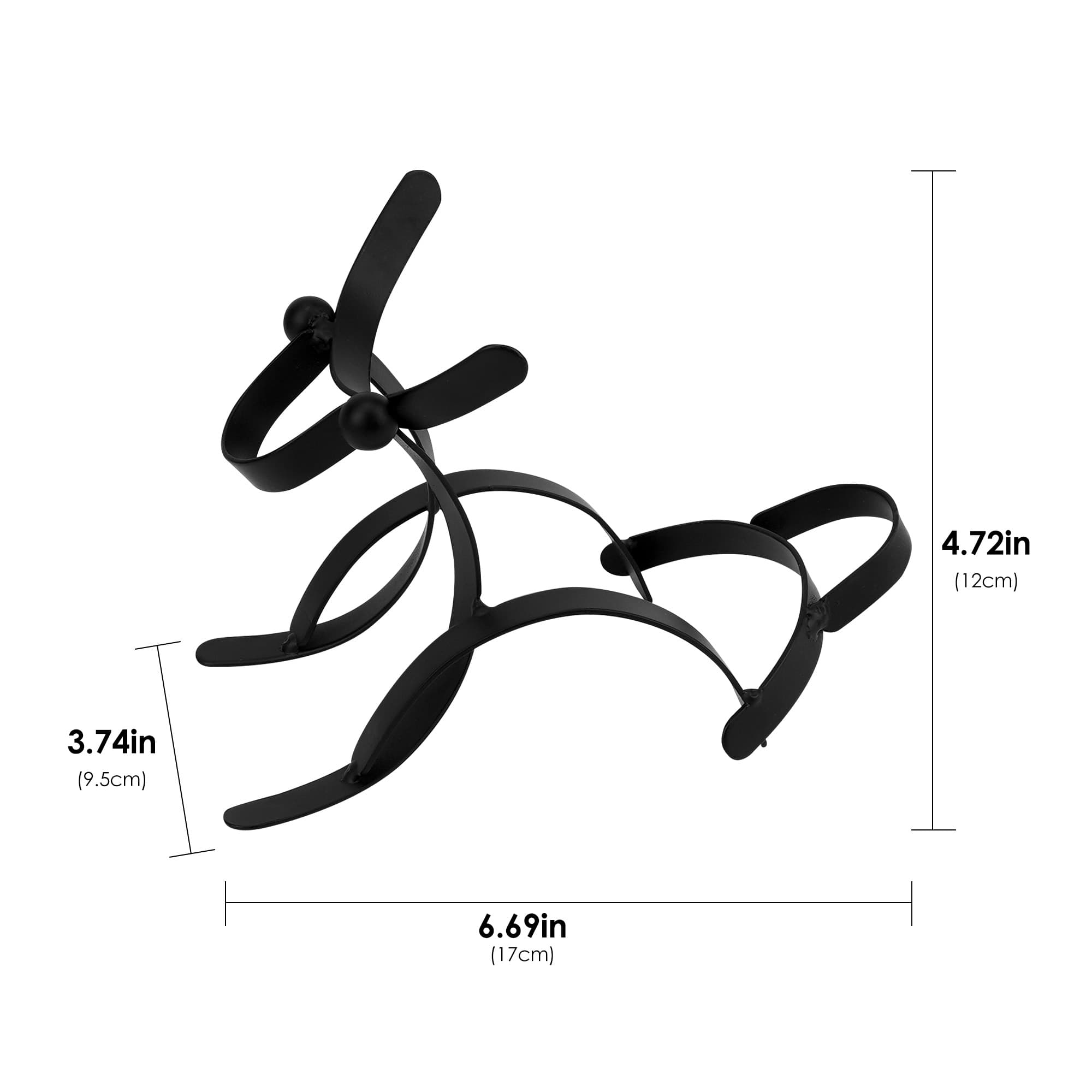 JANKOW Stainless Steel Dog-Shaped Wine Bottle Holder, Set of 2, Black Metal Countertop Wine Rack, Decorative Tabletop Bottle Stand for Bar, Kitchen and Dining, Gifts for Wine Lovers - 1