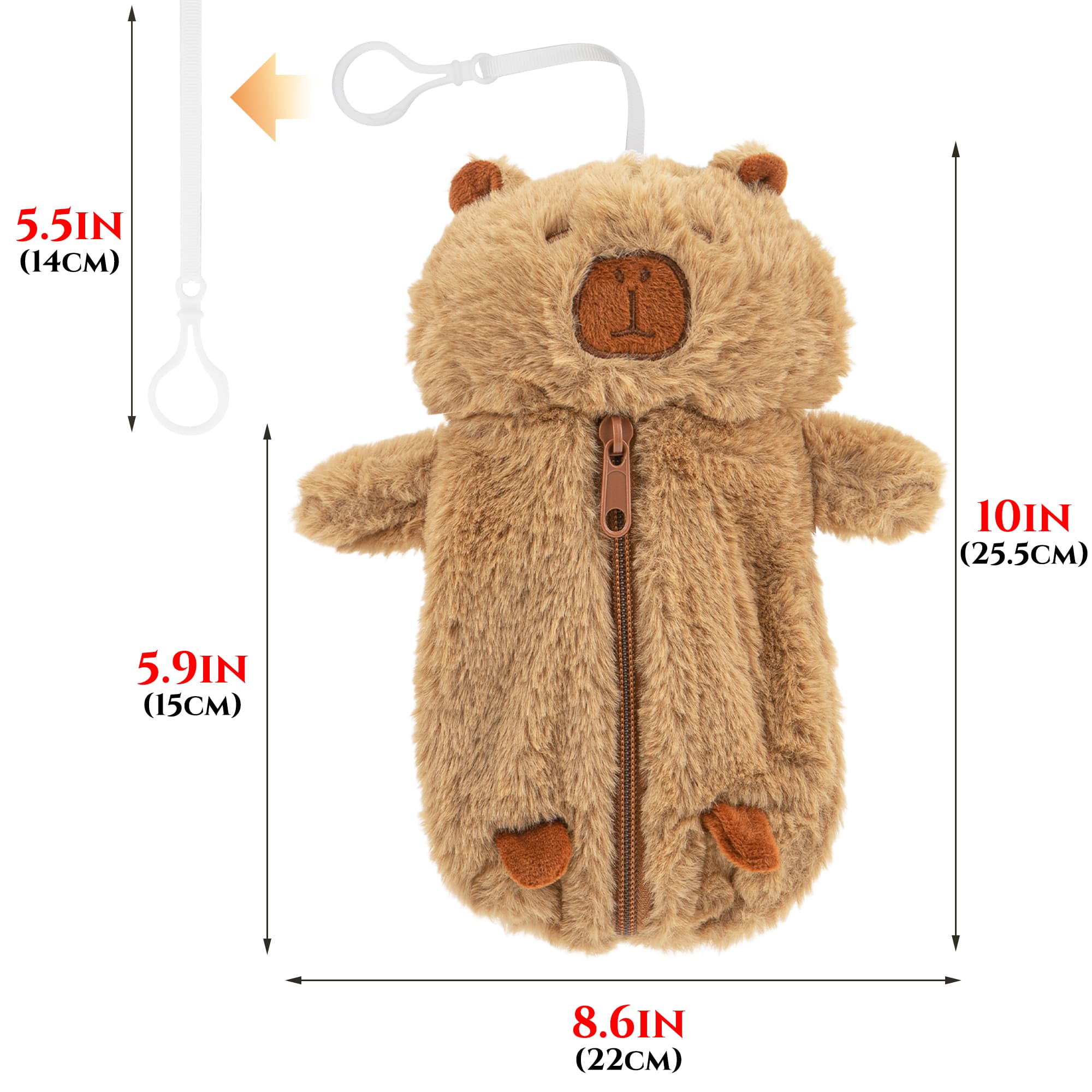 JANKINGS Funny Plush Capybara Pencil Case – Cute Plush Pouch for Pens Markers – Adorable Animal Zipper Stationery Bag for Office - 1