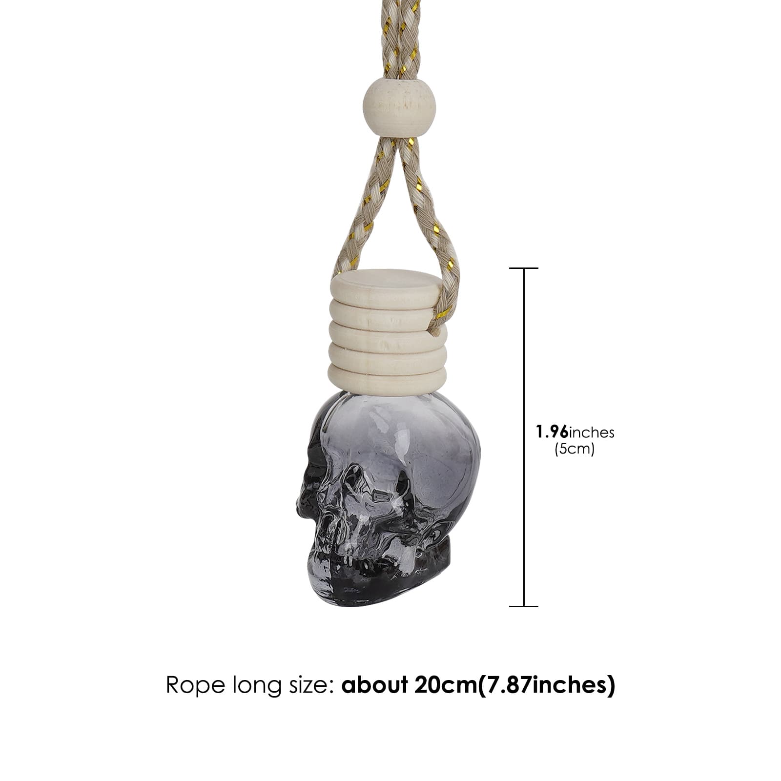 JANKOW Skull Air Freshener Car Hanging, Car Air Freshener Cars Diffuser Bottles, Refillable Perfume Bottles Pendant Auto Interior Decor for Essential Oil Fragrance Aromatherapy Bottle Ornament (6 Pcs) - 1