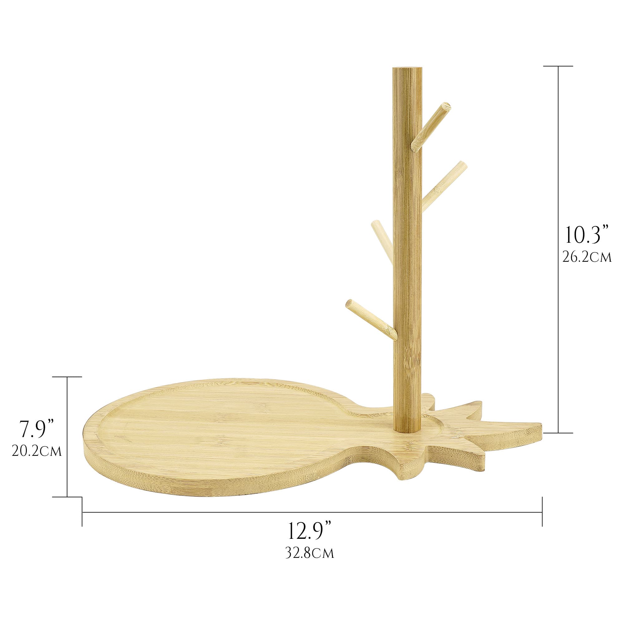 JANKOW Wooden Jewelry Tray with Ring Holder Tree, Solid Natural Wood Organizer in Burlywood, Dresser/Vanity Catchall for Rings, Earrings, Necklaces, Watches, 1-Pack - 1
