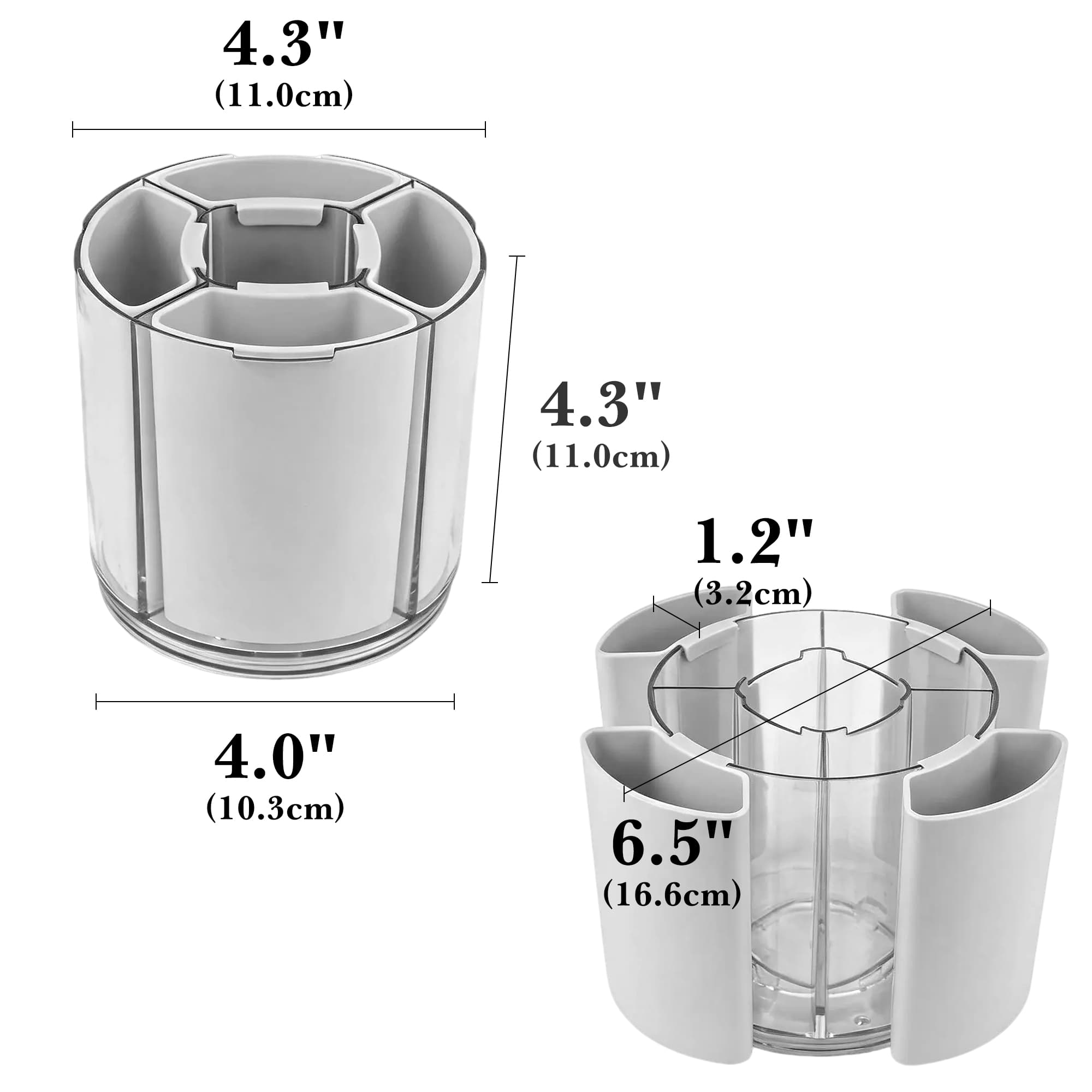 ReignSword 360° Rotating Pen Holder, Expandable 5-9 Slots Desk Organizer, Clear Detachable Pencil Cup Caddy, Aesthetic Desktop Supplies for Office Home (White) - 1