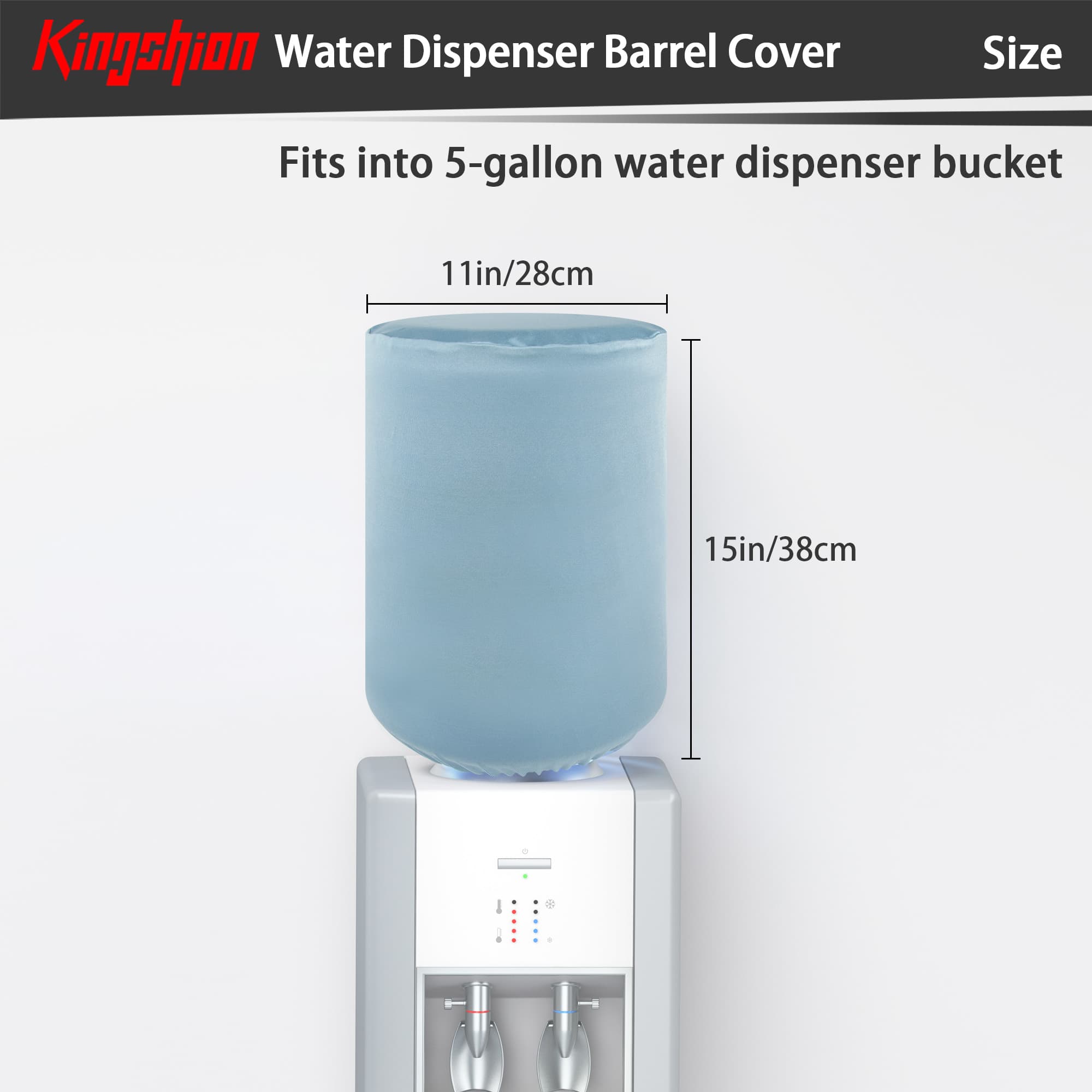 Kingshion Water Dispenser Barrel Cover for 5 Gallon Water Bottle, Fabric Water Cooler Covers, Elastic Fabric Bucket Decor Protector Cover, Reusable Furniture Standard Cover Protector, Light Blue - 1