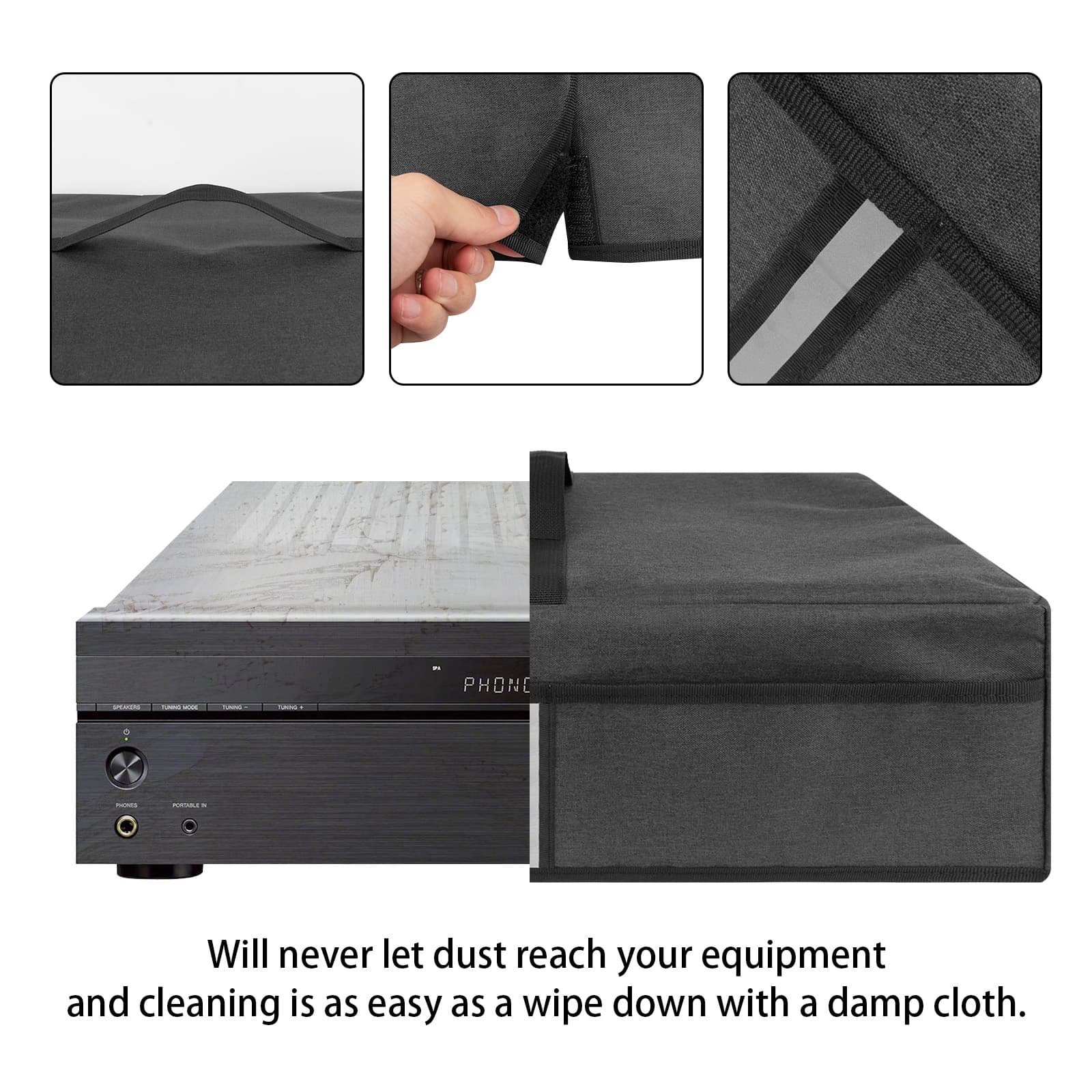 Kingshion Record Player Dust Cover, Stereo Receiver Dust Cover Compatible with Yamaha R-S202BL,R-S500BL,R-N301BL,RX-V681BL Stereo Receiver,Sony STR-DH540,STR-DH590,STR-DH100,STR-DH190 Stereo Receiver - 1