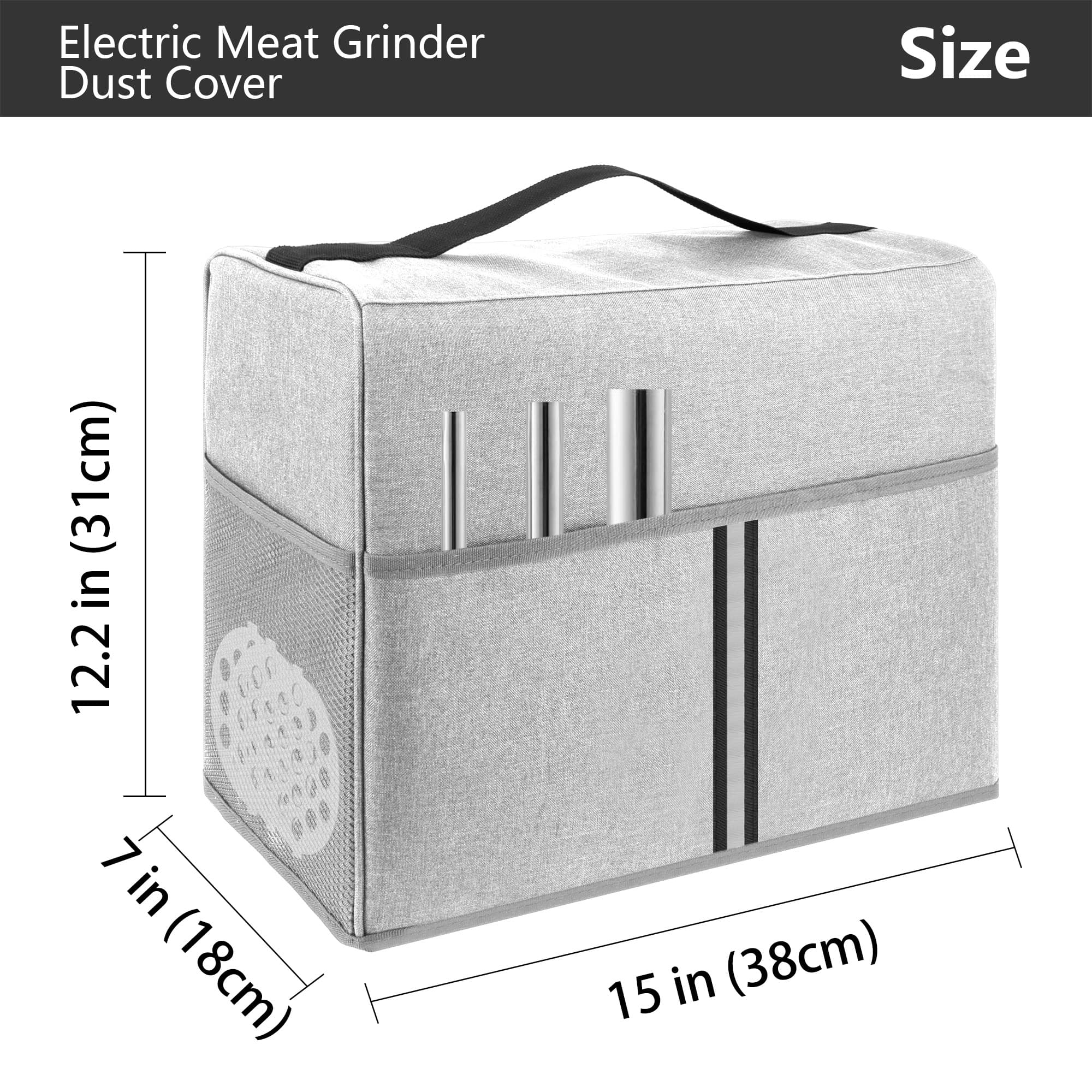Kingshion Electric Meat Grinder Dust Cover, Heavy Duty Meat Mincer Dust Cover, Sausage Stuffer Maker Dust Cover, Food Grinder Dust Cover, Compatible with Most Electric Mixers - Light Gray - 1