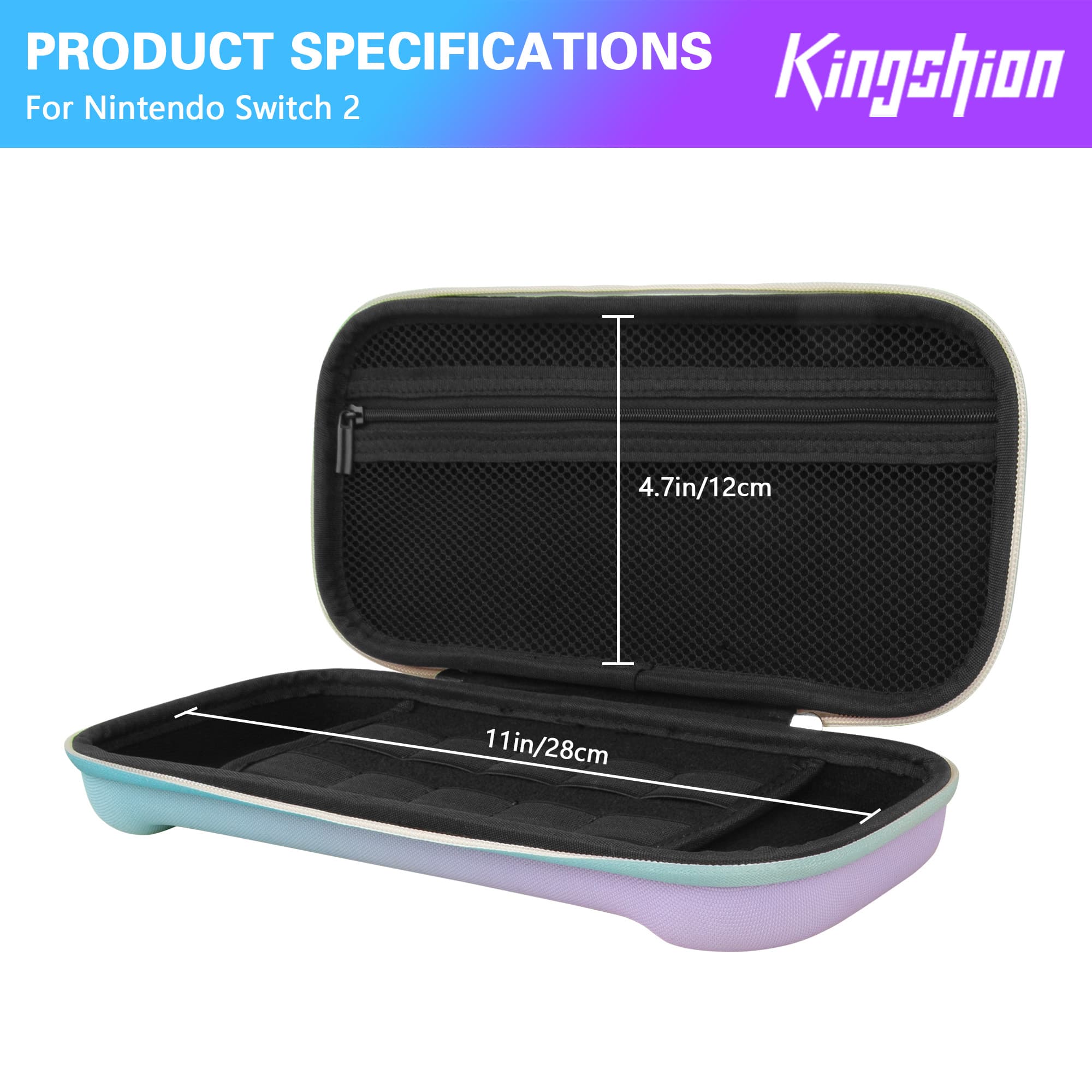 Carrying Case for Switch 2 (2025) - Hard Shell Travel Case with 10 Game Card Slots & Accessory Pocket, Protective Storage Bag for Switch 2 Console - Purple Blue - 1