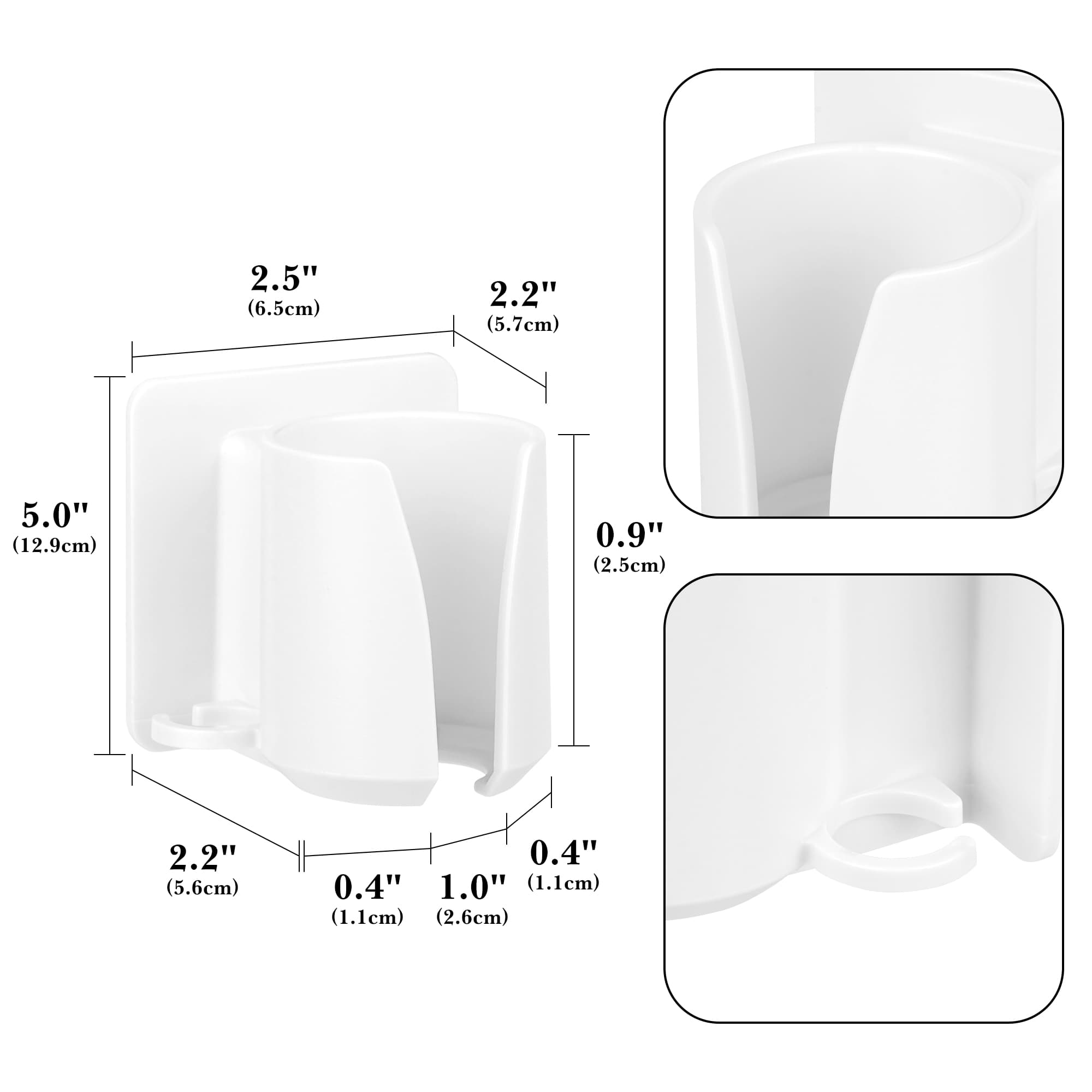 ReignSword Hair Dryer Wall Mount Holder, Plastic Bathroom Organizer Rack Compatible with Dyson Supersonic HD17, Blow Dryer Storage Stand with Inner 1.54" Diameter (White) - 1
