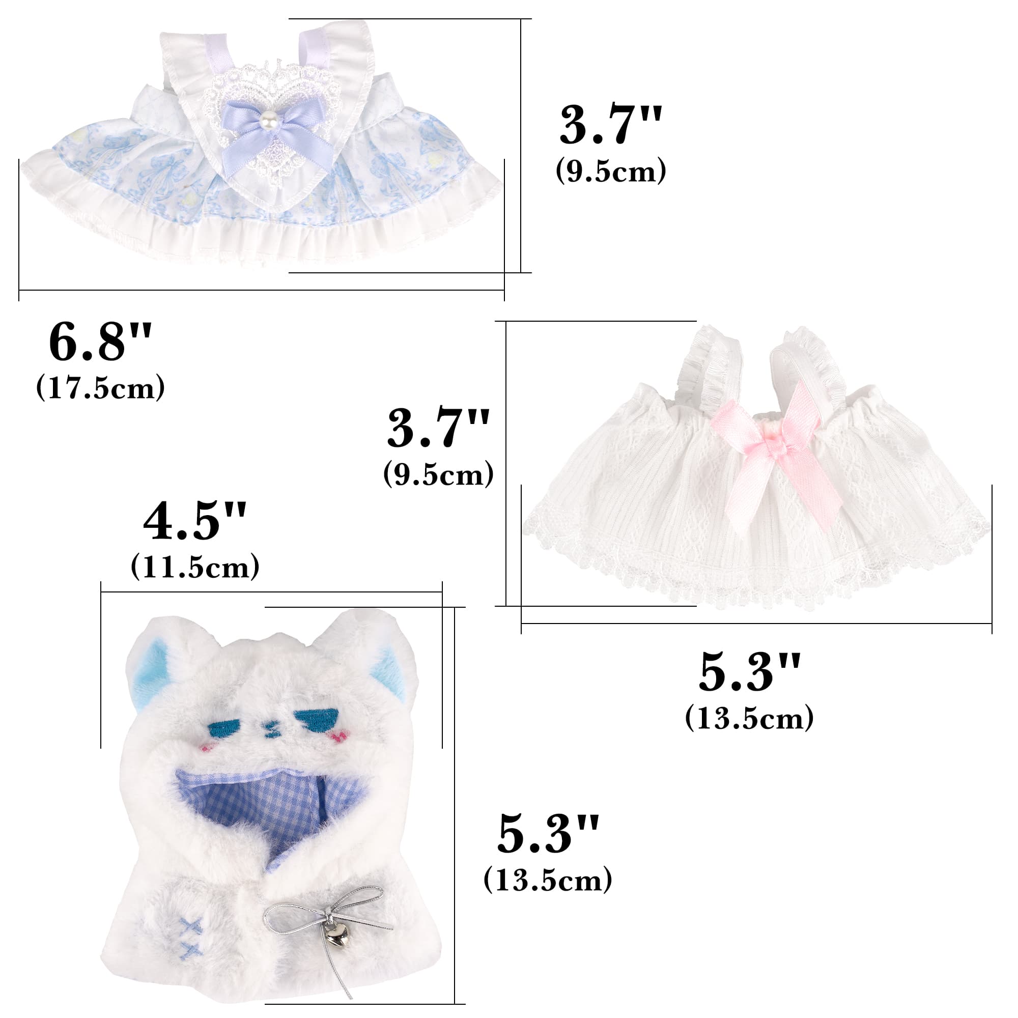 ReignSword 3 Set Costume Bundle Compatible With Eilik Robot, Elegant Blue and White Lace Dress, White Plush Cape and Decorative Accessories Set (Robot Not Included) - 1