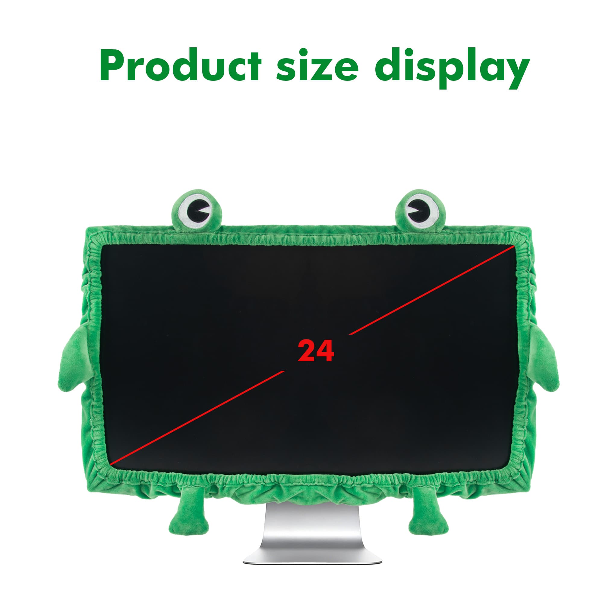 Kingshion Frog Monitor Cover, 23–27 Inch Cute Green Computer Screen Bezel Cover, Stretch Polyester with Elastic Band, Easy Install Desk Decor for Home Office, 1-Pack - 1