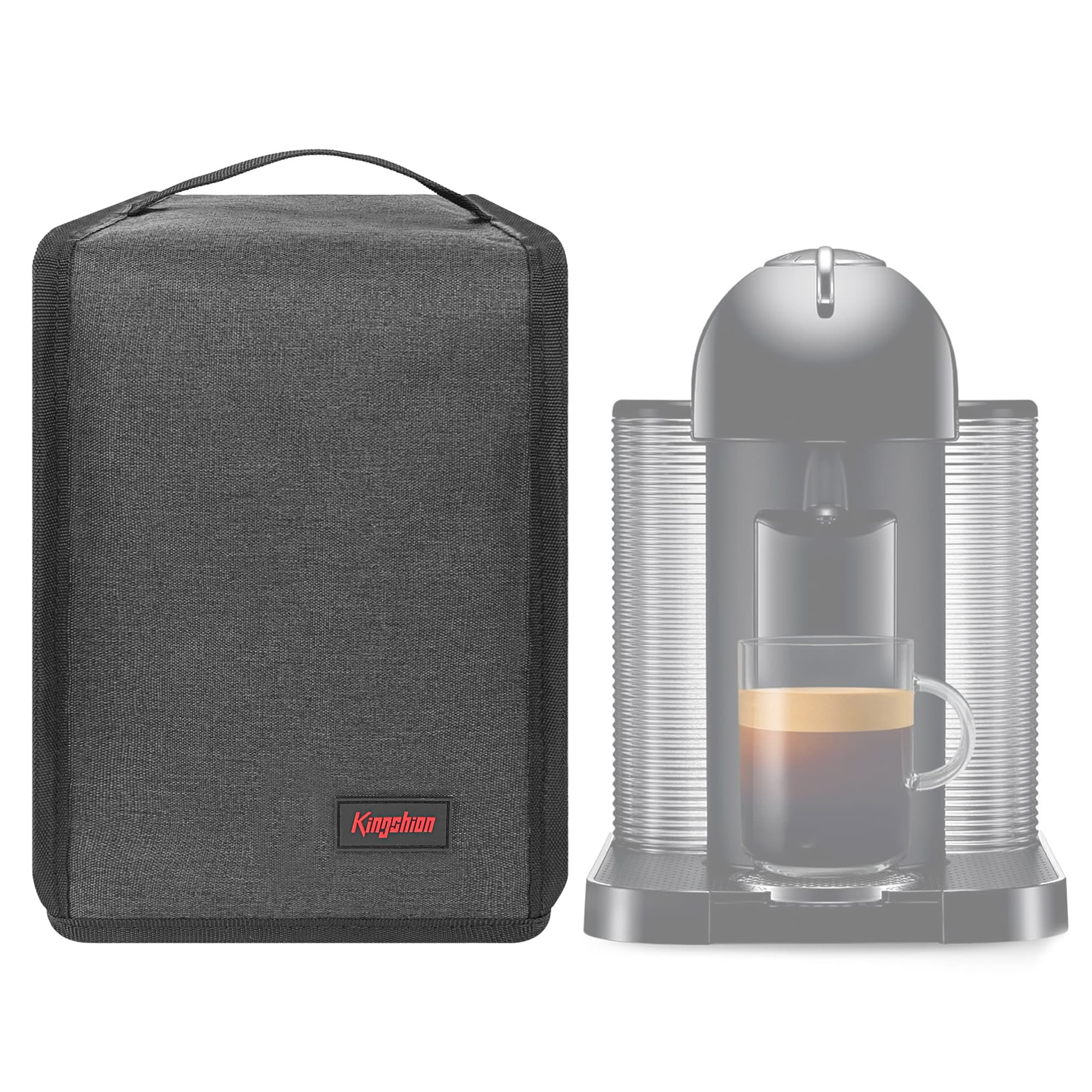 Kingshion Dust Cover Compatible with Nespresso Vertuo Coffee and Espresso Maker by Breville,The Pearl Cotton Inside Enhances Protection of The Machine -Dark Grey - 1