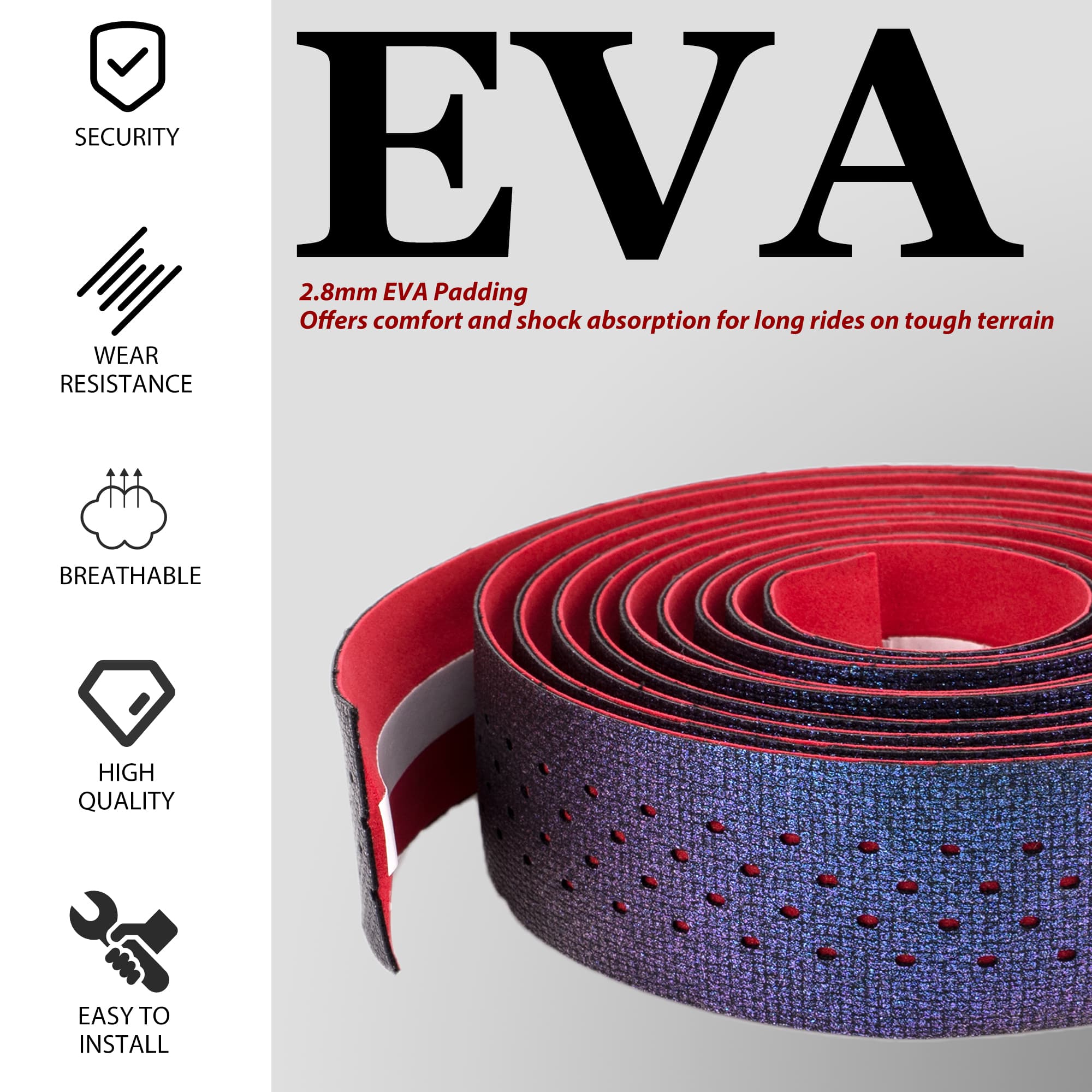 RidingRush Bicycle Handlebar Tape, Bike Grip Tape, Gradient EVA Bar Tape for Road & Gravel Bikes, Non-Slip, Shock Absorbing, Comfortable Grip, Easy to Install - 1