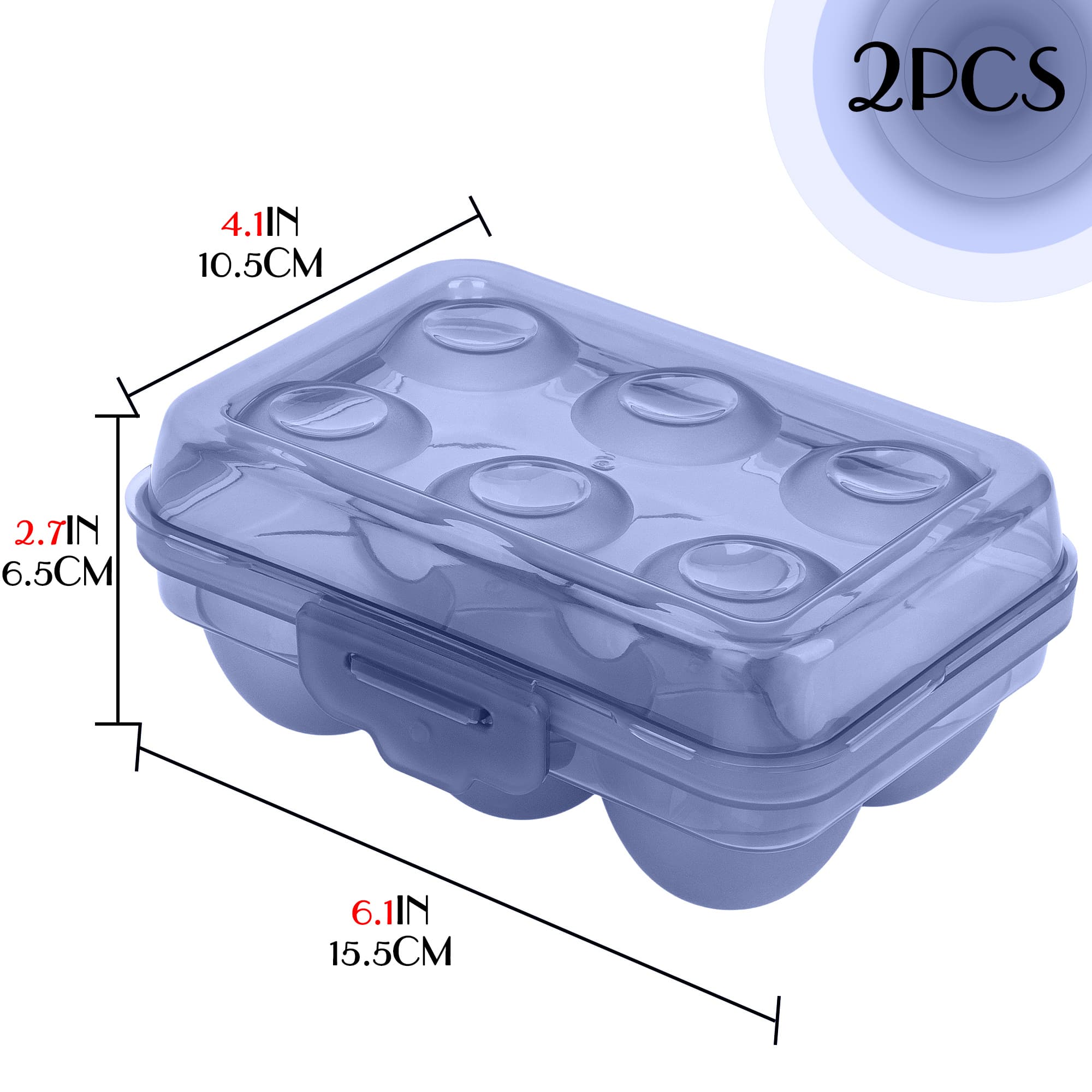 JANKINGS Portable Stackable Egg Storage Box, 2-Pack 6-Count Egg Holders with Lids for Refrigerator, Travel & Camping - 1