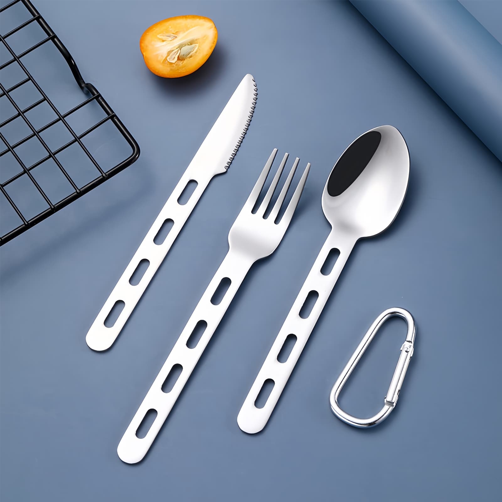 JANKOW Cutlery Set, Camp Flatware Sets,Stainless Steel Utensil Set, Apply to Backpacking Hiking Camping ( Silver ). - 1