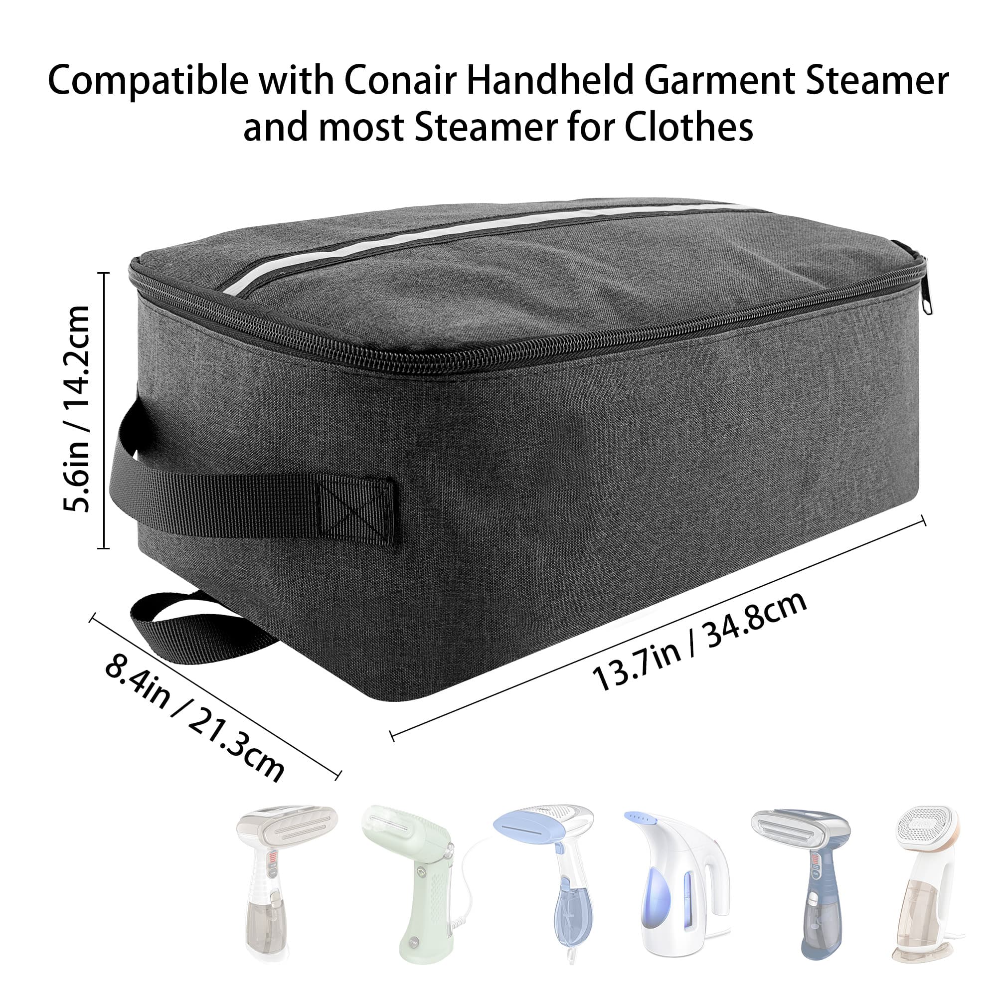 Kingshion Outdoor Portable Steamer Storage Bag Compatible with Conair Hand-held Clothes Steamer, Heavy Fabric Bag with Wrist, Dark Grey (Bag Only) - 1