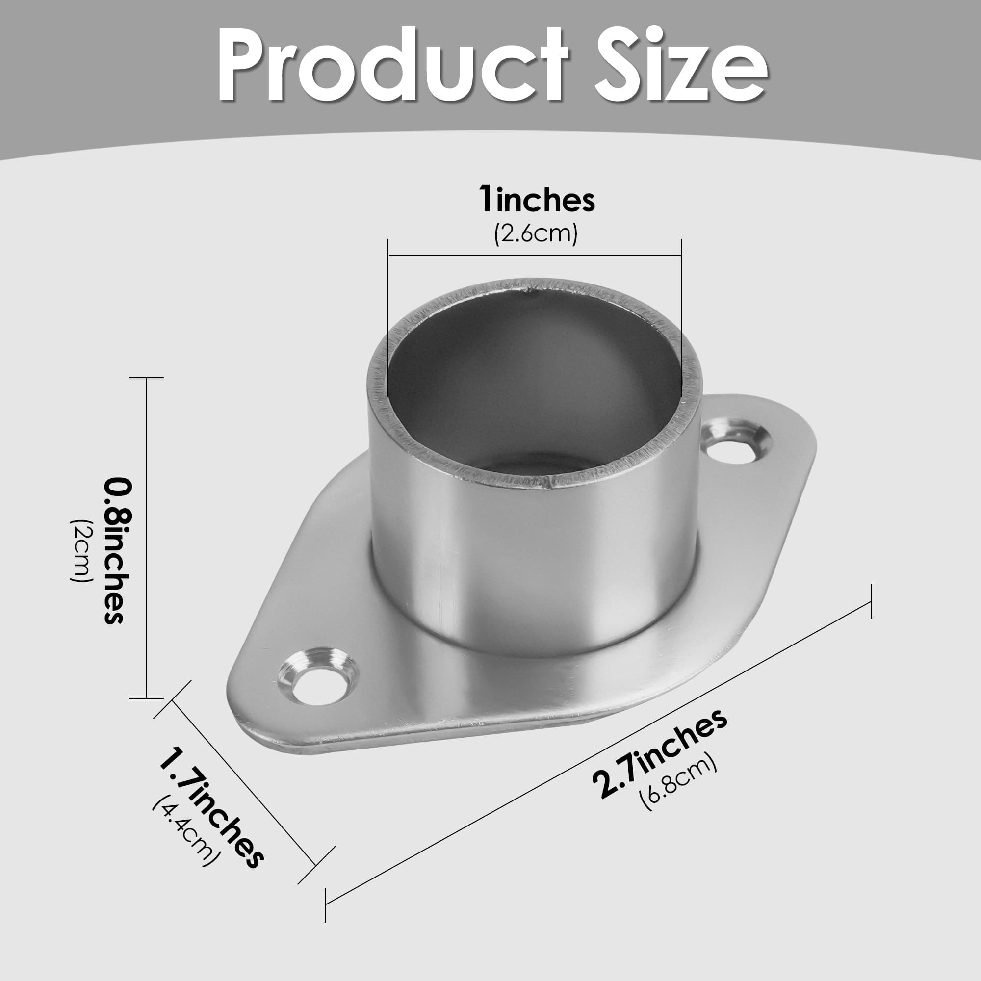 ReignSword 2 Pcs 304 Stainless Steel Shower Curtain Rod Bracket, Easy installation Closet Rod Holders Fits 1 Inch Poles (Rhombic Base) - 1