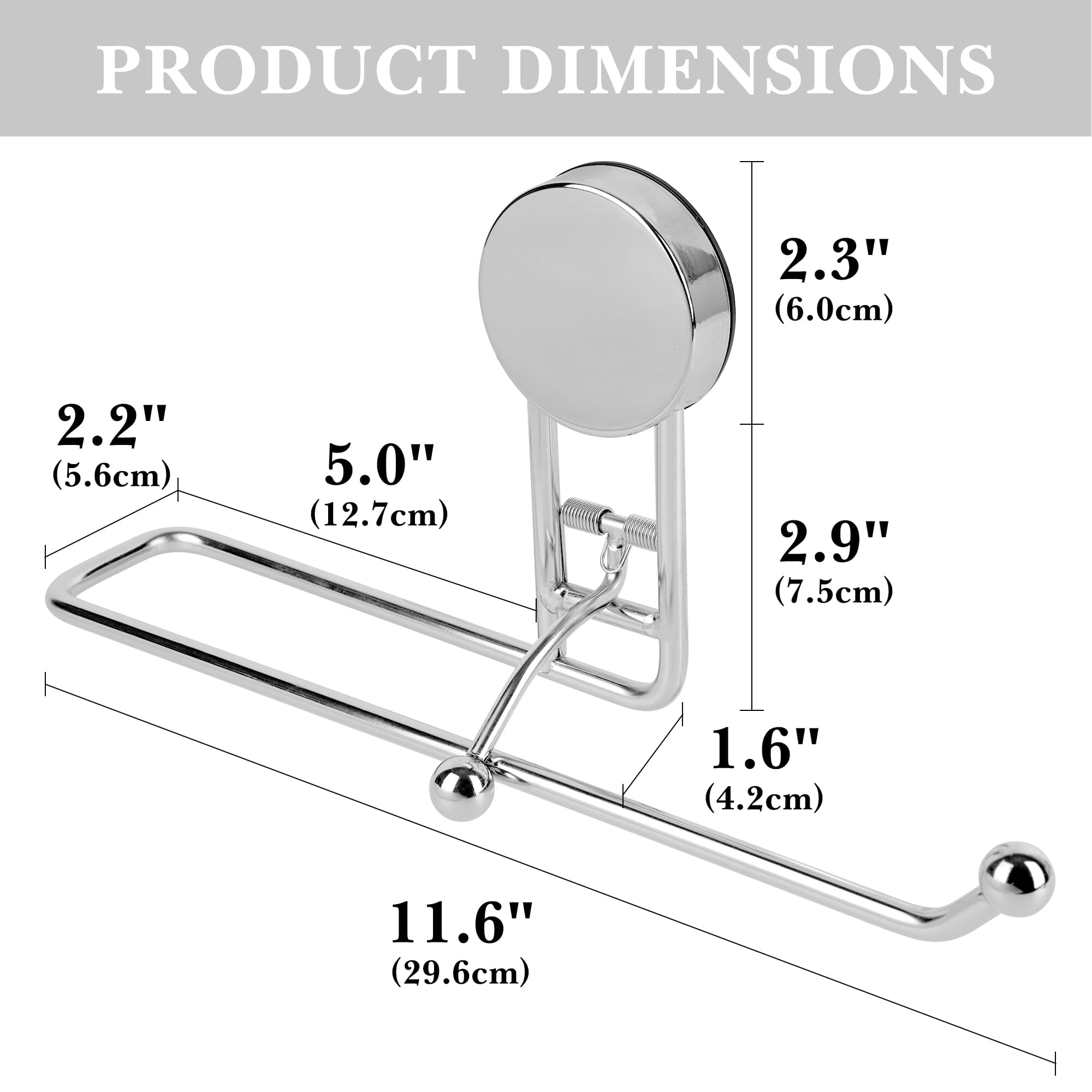 ReignSword Suction Cup Paper Towel Holder, Stainless Steel Removable Towel Roll Rack for Under Cabinet, Kitchen Bathroom RV Wall Mount (Silver) - 1