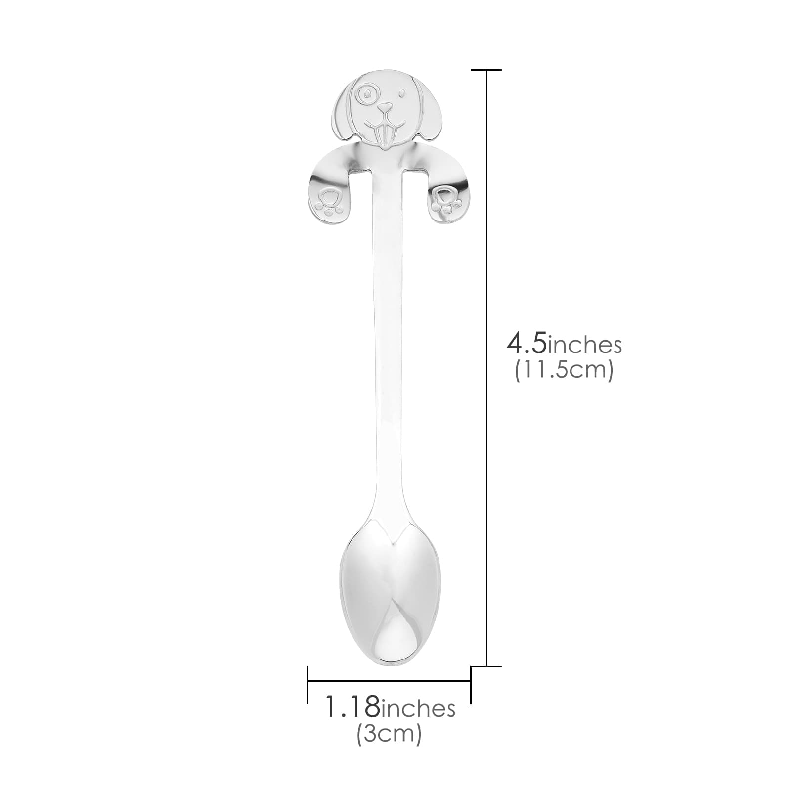 JANKOW 4 Pcs 304 Stainless Steel Dessert Dog Spoon, Dog Coffee Spoon, Stainless Steel Hanging Stirring Dessert Drink Spoons for Coffee, Tea, Dessert (Silver) - 1
