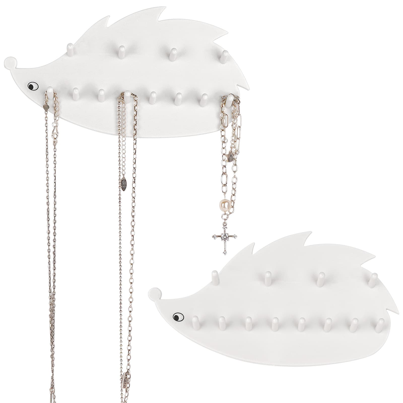 JANKOW Hedgehog Wall Hooks, White Plastic, 2-Pack – Cute Wall-Mounted Animal Coat and Key Hooks for Entryway, Bathroom, Nursery, Kids Room - 1