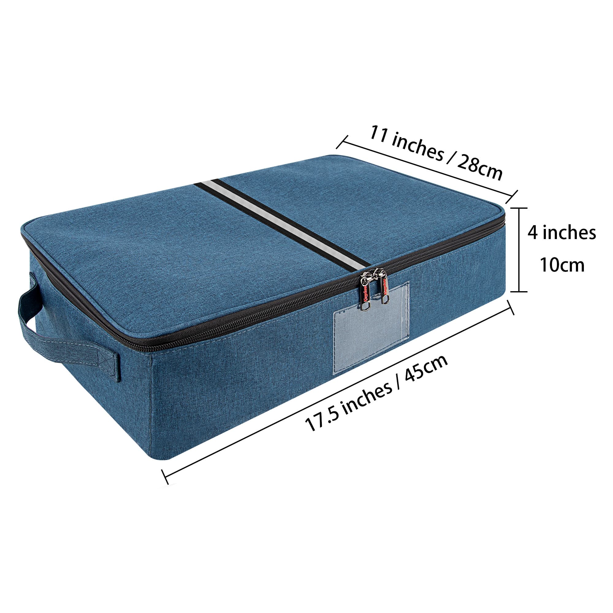 Kingshion 5-Compartment Cutlery Organizer - Heavy-duty Silverware Storage Case with Zipper Lid, Removable Dividers & Carry Handles, Portable Flatware Holder for Utensils, Knives, Spoons - Dark blue - 1