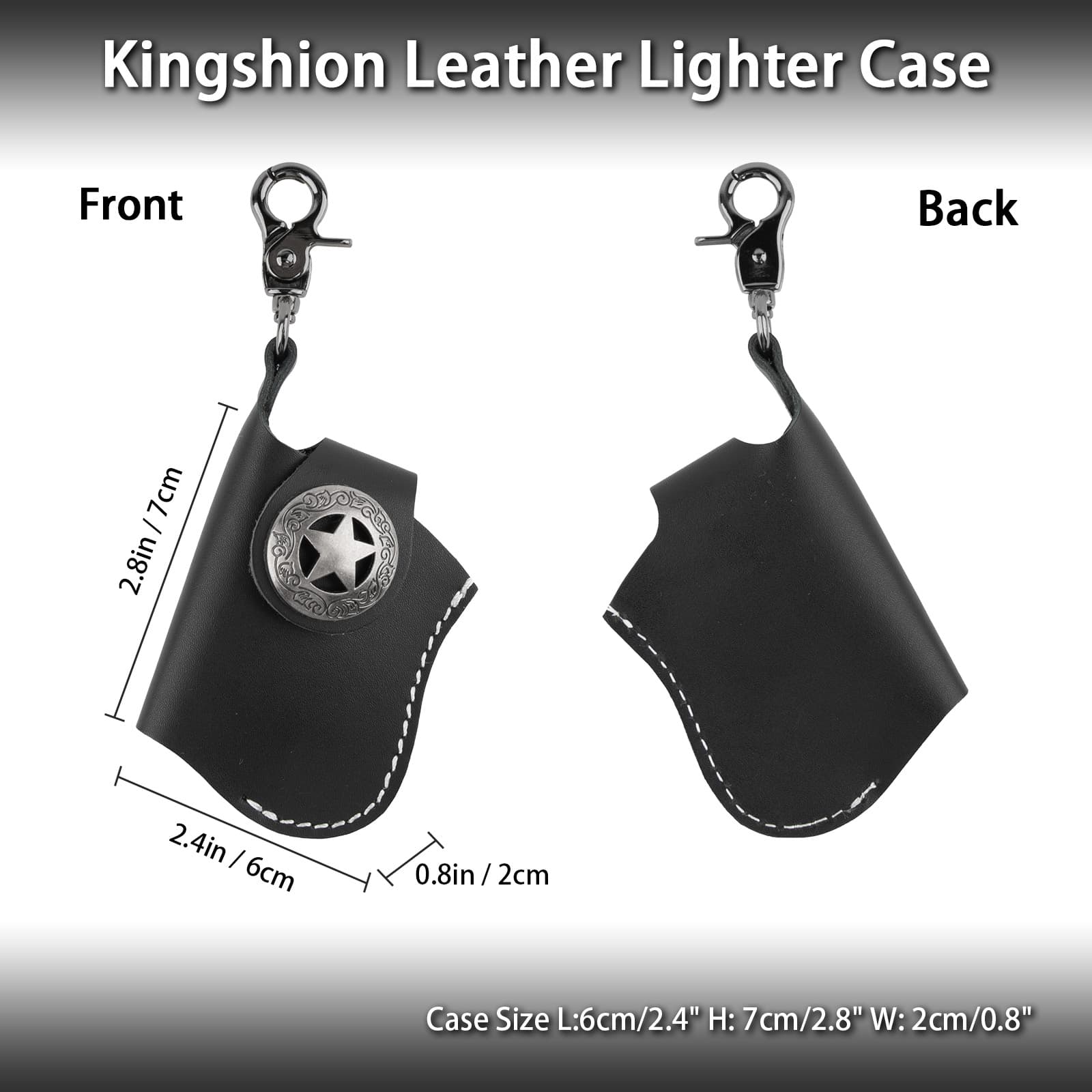 Kingshion Lighter Pouches, Lighter Lighter Pouch, Lighter Cover, Lighter Cover Holder, Compatible with Outdoor Lighter Leather Case, Lighter Leather Bag, Standard Size Lighters, Black - 1