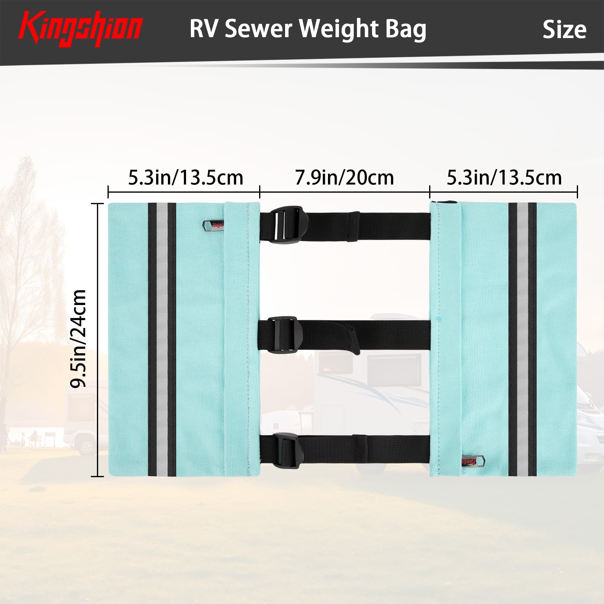 Kingshion RV/Trailers/Camper Sewer Weight Bag,Canvas Sewer Hose Weight Bag with Zipper,Metal Buckle Sewer Hose Support Fastening Device,Reduce Accidental Spillage & Prevent Waste Lines from Dislodging - 1