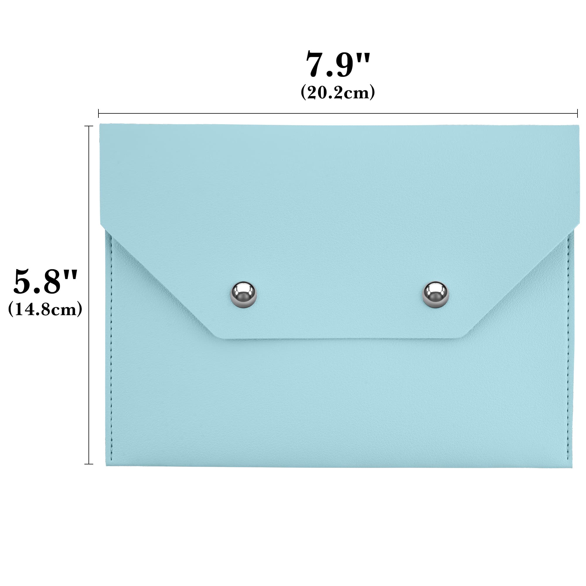 ReignSword Mahjong Card Holder, Vegan Leather Envelope Style Storage Bag, Portable Magnetic Snap Card Organizer, Travel Pouch for Mahjong Accessories (Sky Blue, 8 x 5.8 Inch) - 1