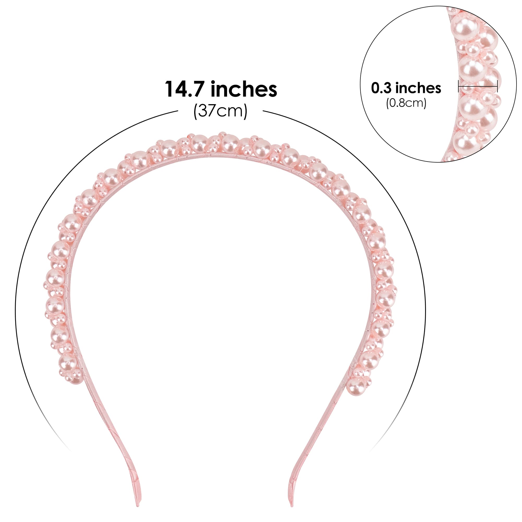 ReignSword 2 Pack Pearl Headbands for Women, Fashion Hair Hoops with Faux Pearl, Elegant Hair Accessories for Wedding, Daily & Party (Pink & White) - 1
