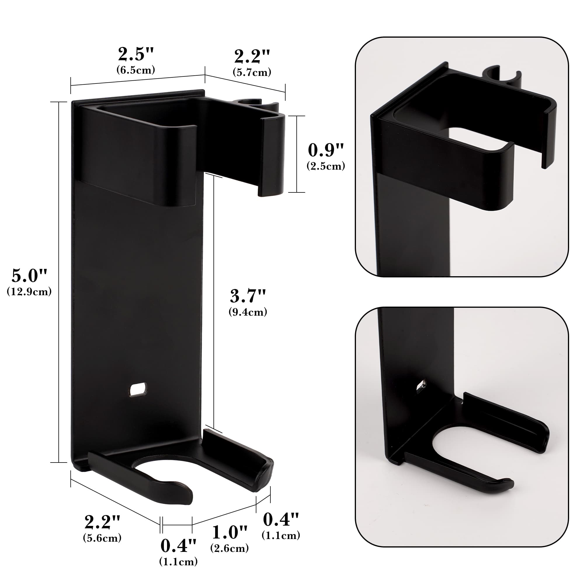 ReignSword Hair Dryer Wall Mount Holder Compatible with Dyson Supersonic r, Aluminum Self-Adhesive Bathroom Rack, Hair Styling Tools Organizer with Power Cord Storage, Fits 1.8" Inner Diameter, Black - 1
